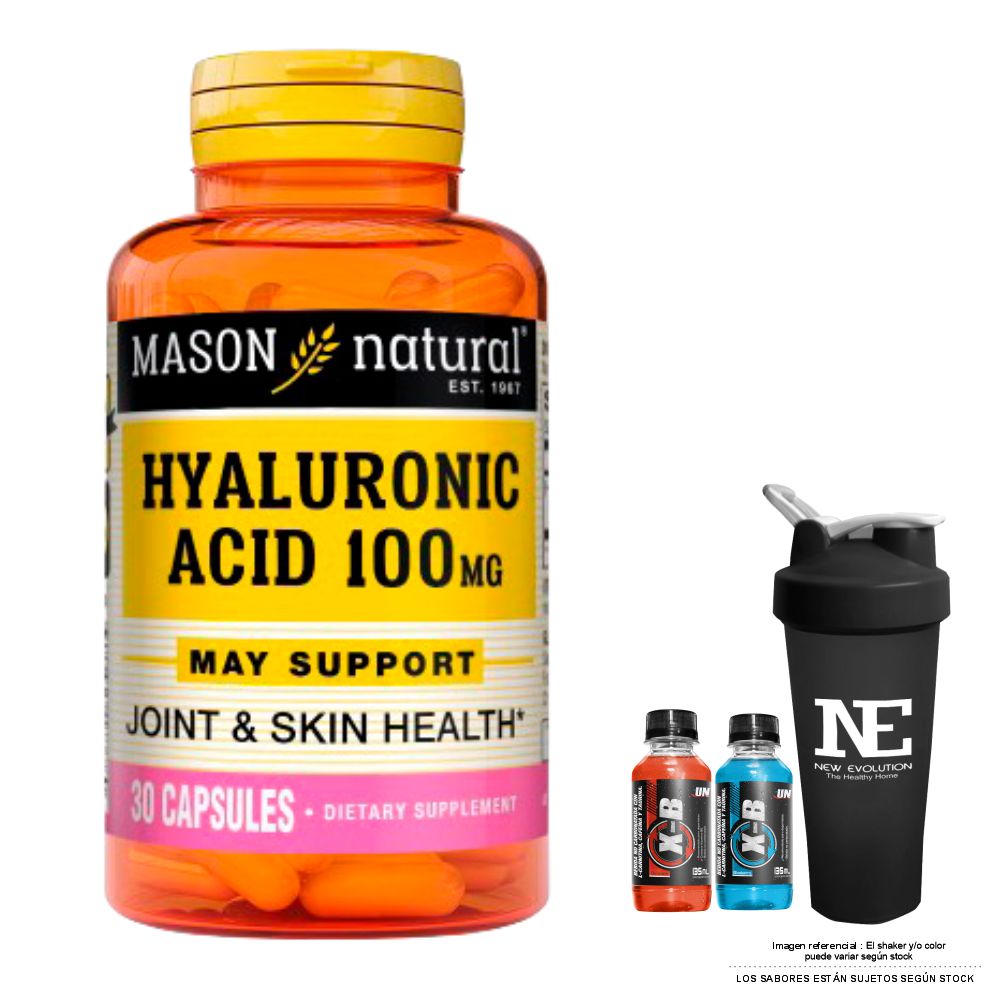 VITAMINAS MASON NATURAL - ÁCIDO HIALURÓNICO 100 MG (30 CAP) + SHAKER - 1