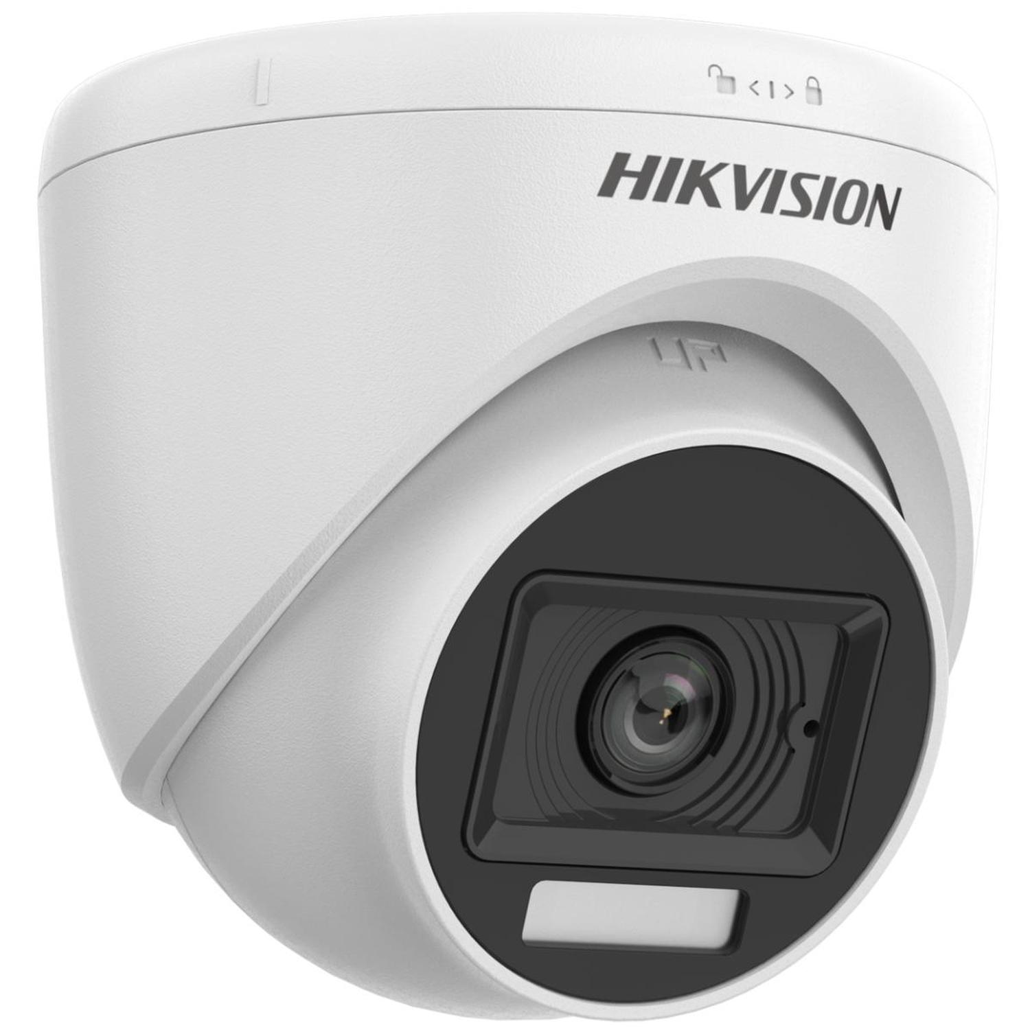 CAMARA HIKVISION FIJA TIPO TORRETA PARA INTERIORES CON AUDIO, LUZ E HÍBRIDO INTELIGENTE 3K DS-2CE76K - 3
