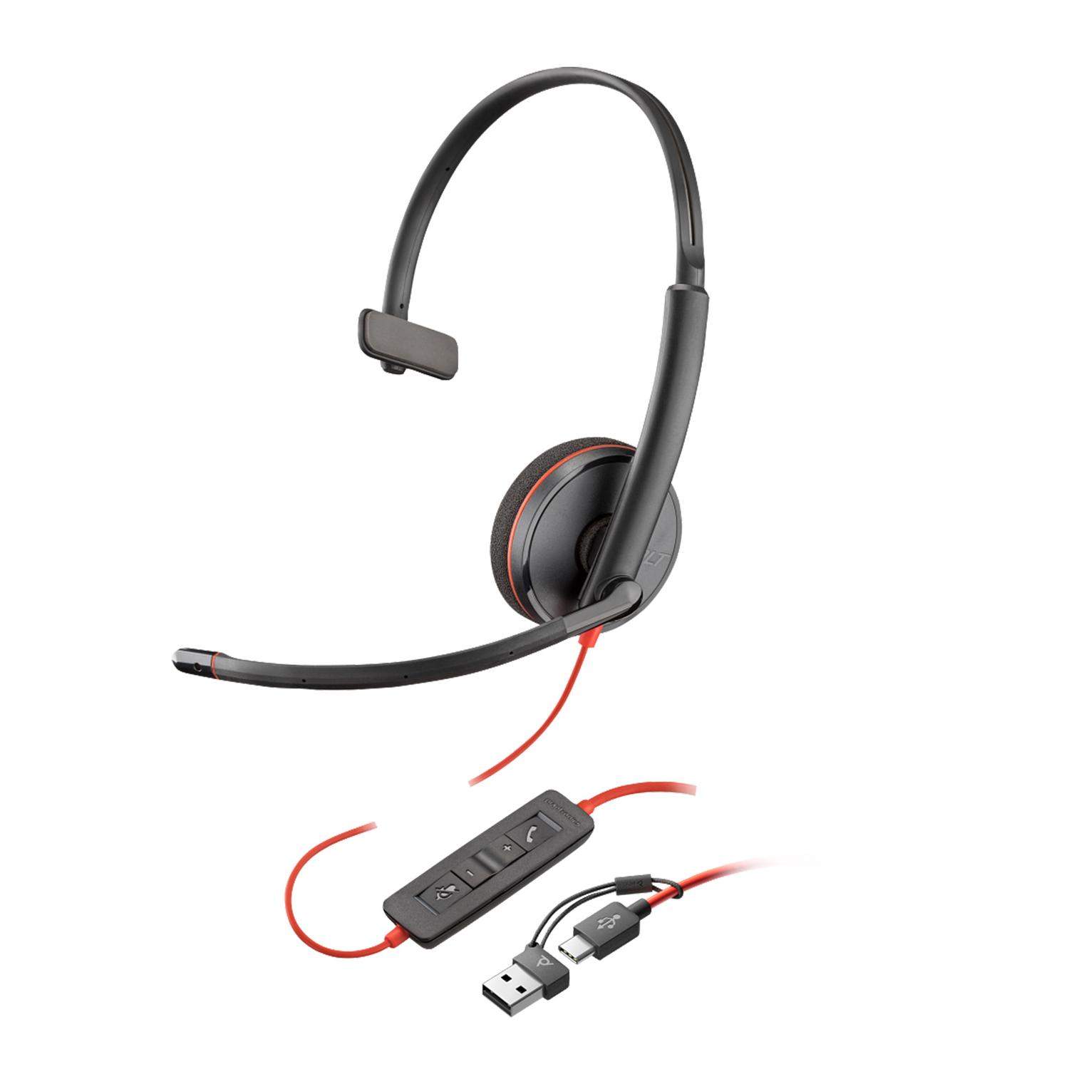 AURICULARES USB-C POLY HP BLACKWIRE 3210 + ADAPTADOR - 1