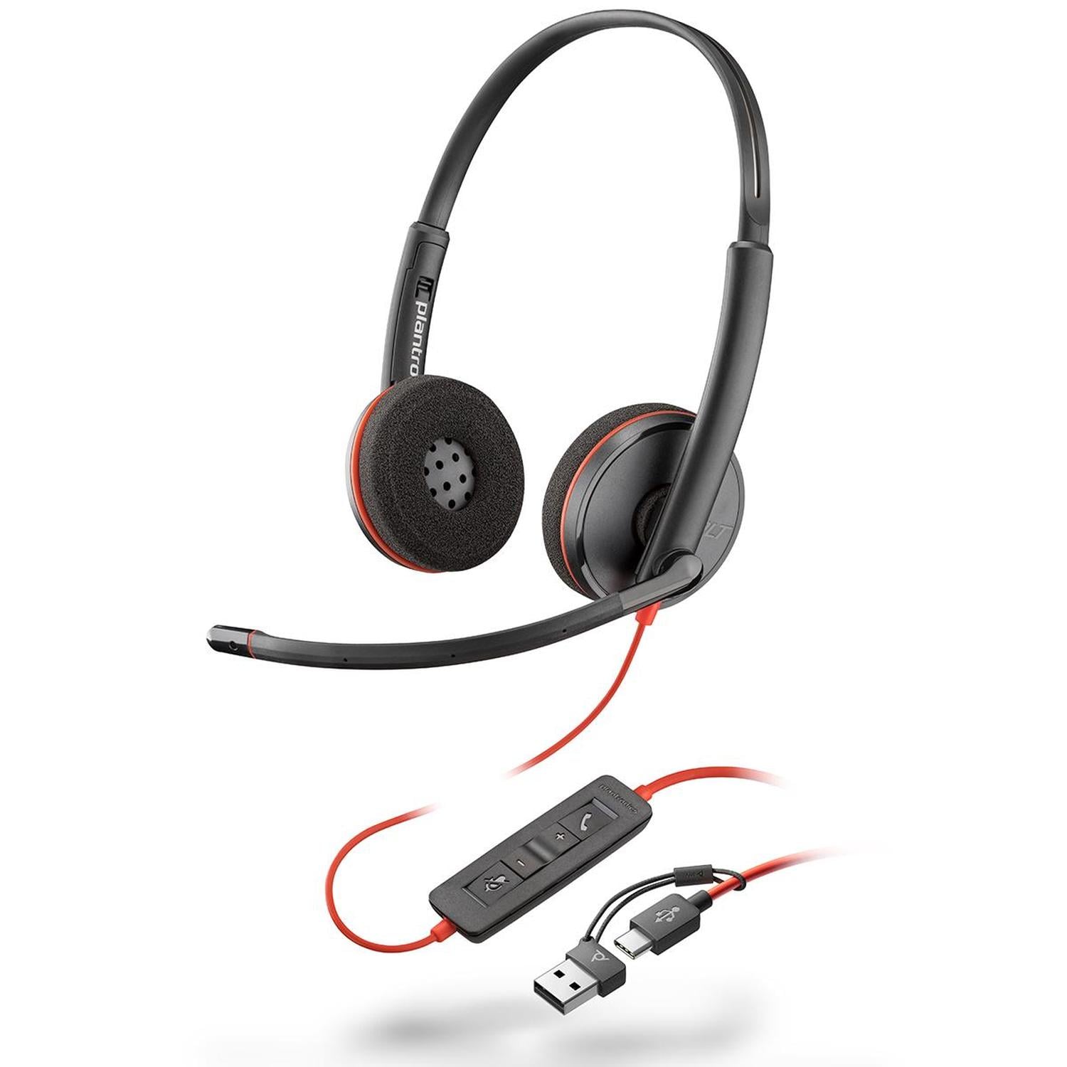 AURICULARES ESTÉREO USB-C POLY HP BLACKWIRE 3220 + ADAPTADOR - 1