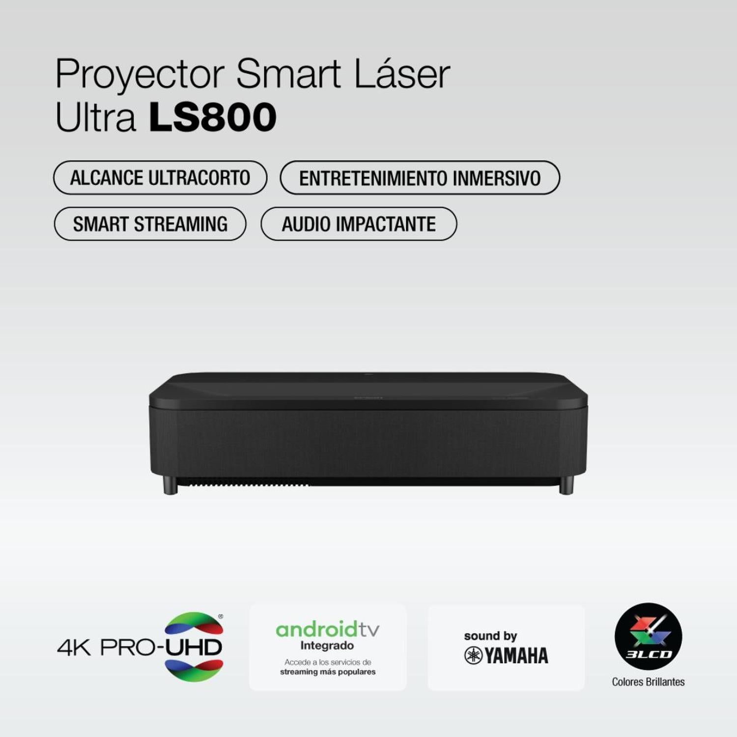 PROYECTOR EPSON 4K LS800 ANDROID TV ALCANCE CORTO NEGRO - 2