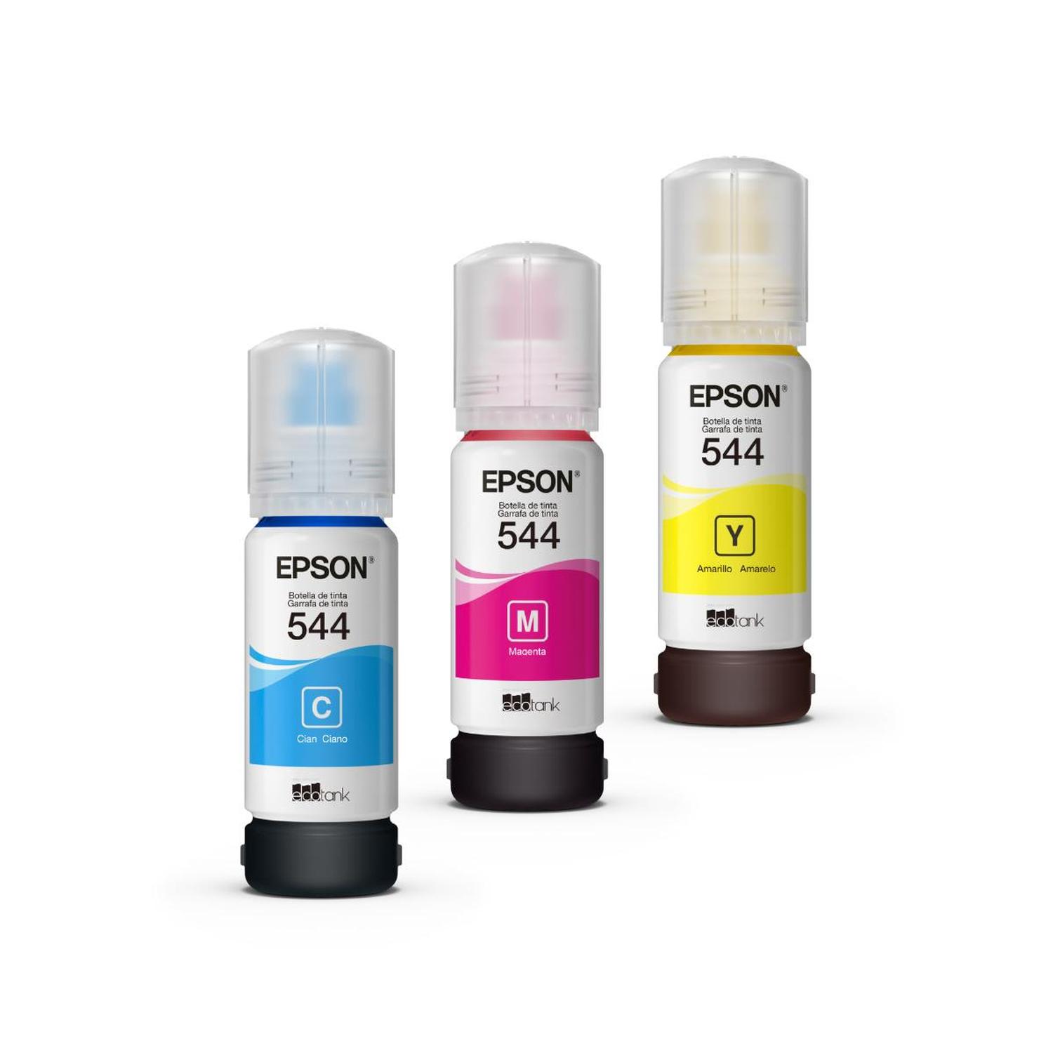 PACK DE 3 BOTELLAS DE TINTA EPSON CYAN / MAGENTA / AMARILLA T544 - 2