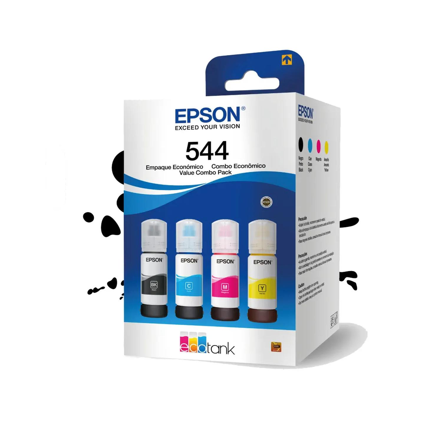 PACK 4 BOTELLAS TINTA EPSON NEGRA/CYAN/MAGENTA/AMARILLA T544 - 1