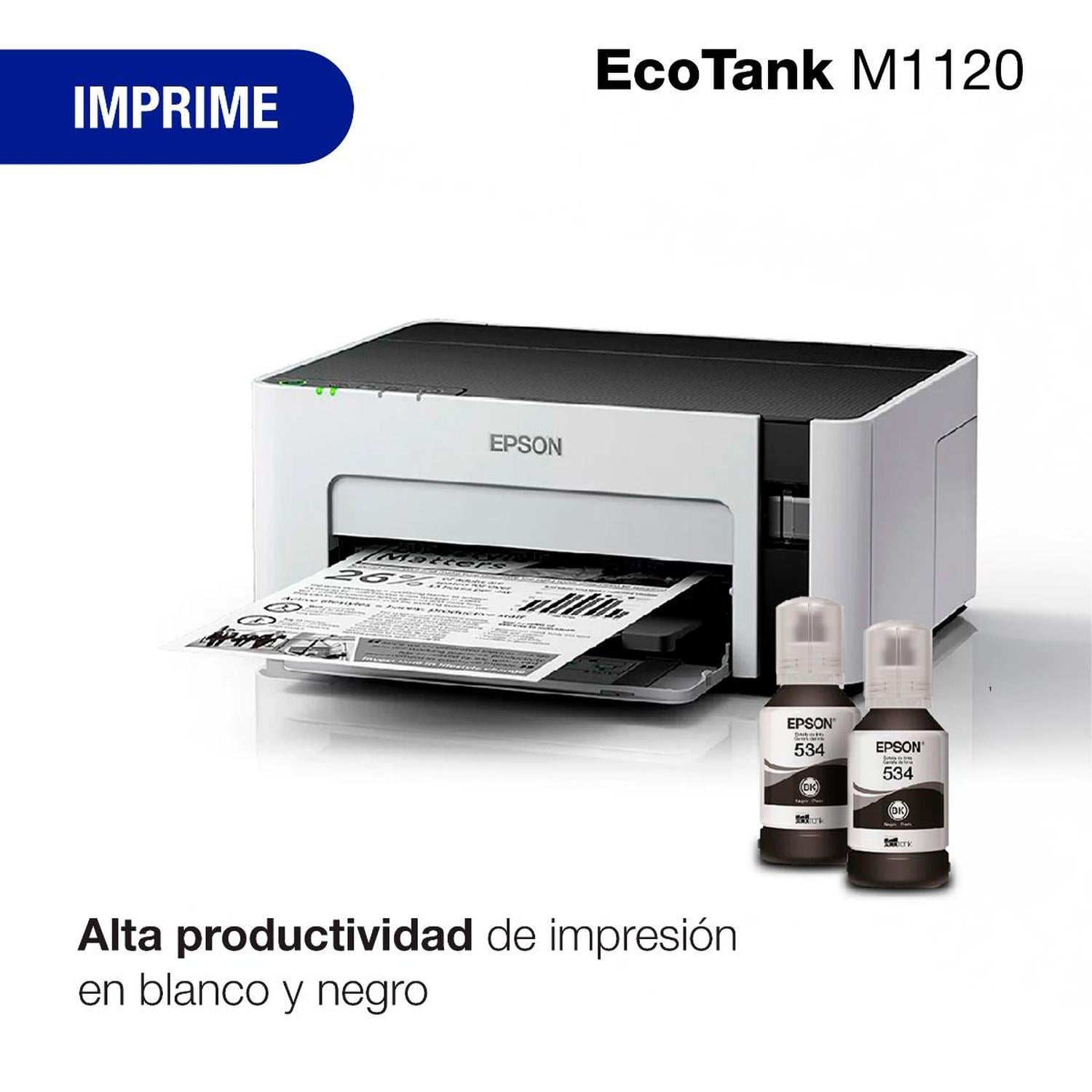 IMPRESORA EPSON ECOTANK M1120 WI-FI BLANCO Y NEGRO - 2
