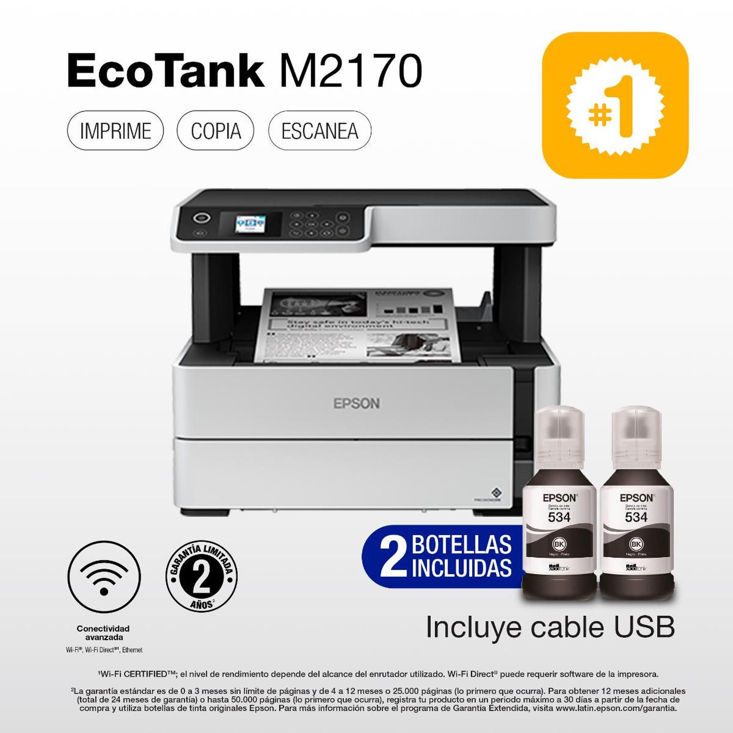IMPRESORA MONOCROMÁTICA MFP EPSON ECOTANK M2170, DÚPLEX - 1