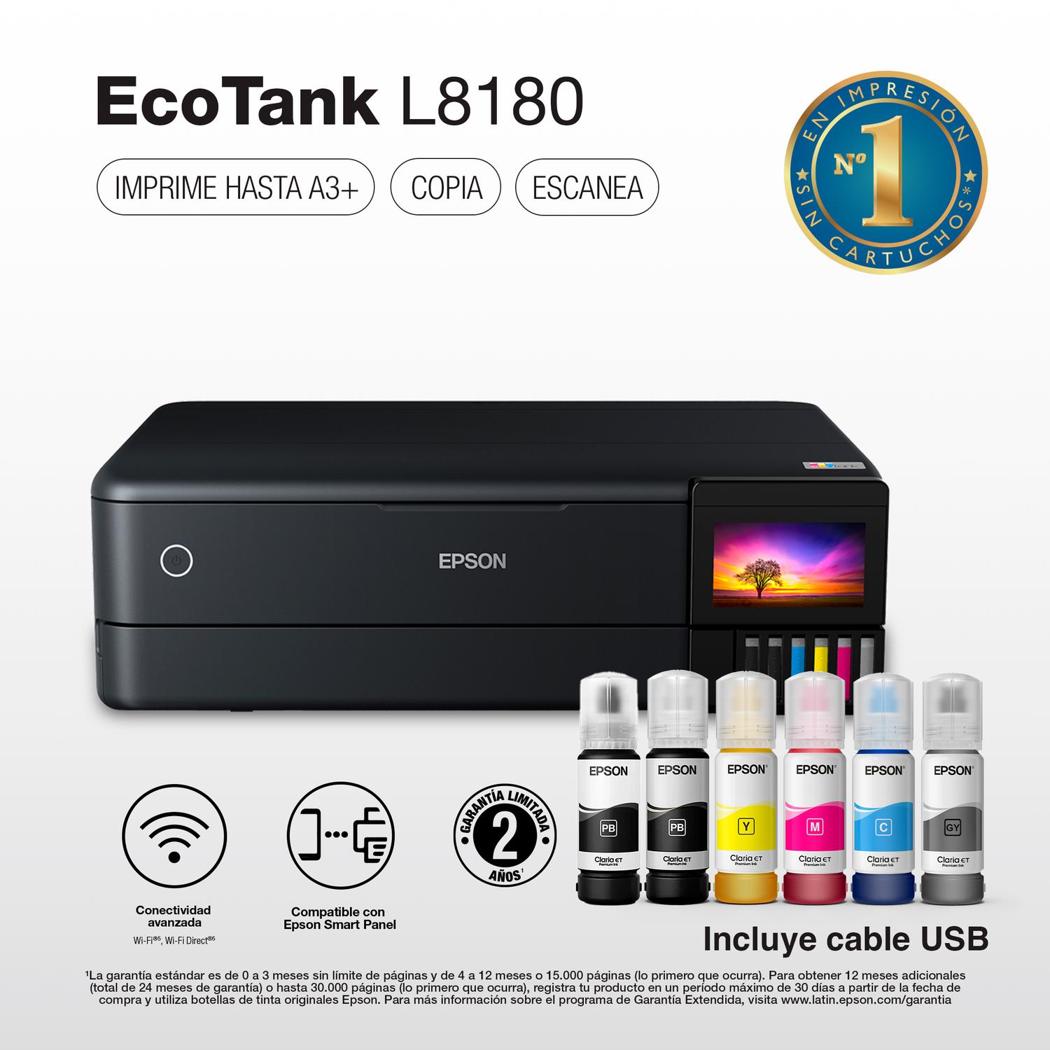 IMPRESORA EPSON MULTIFUNCIÓN 3EN1 ECOTANK FOTO L8180 WIFI/A3 - 2