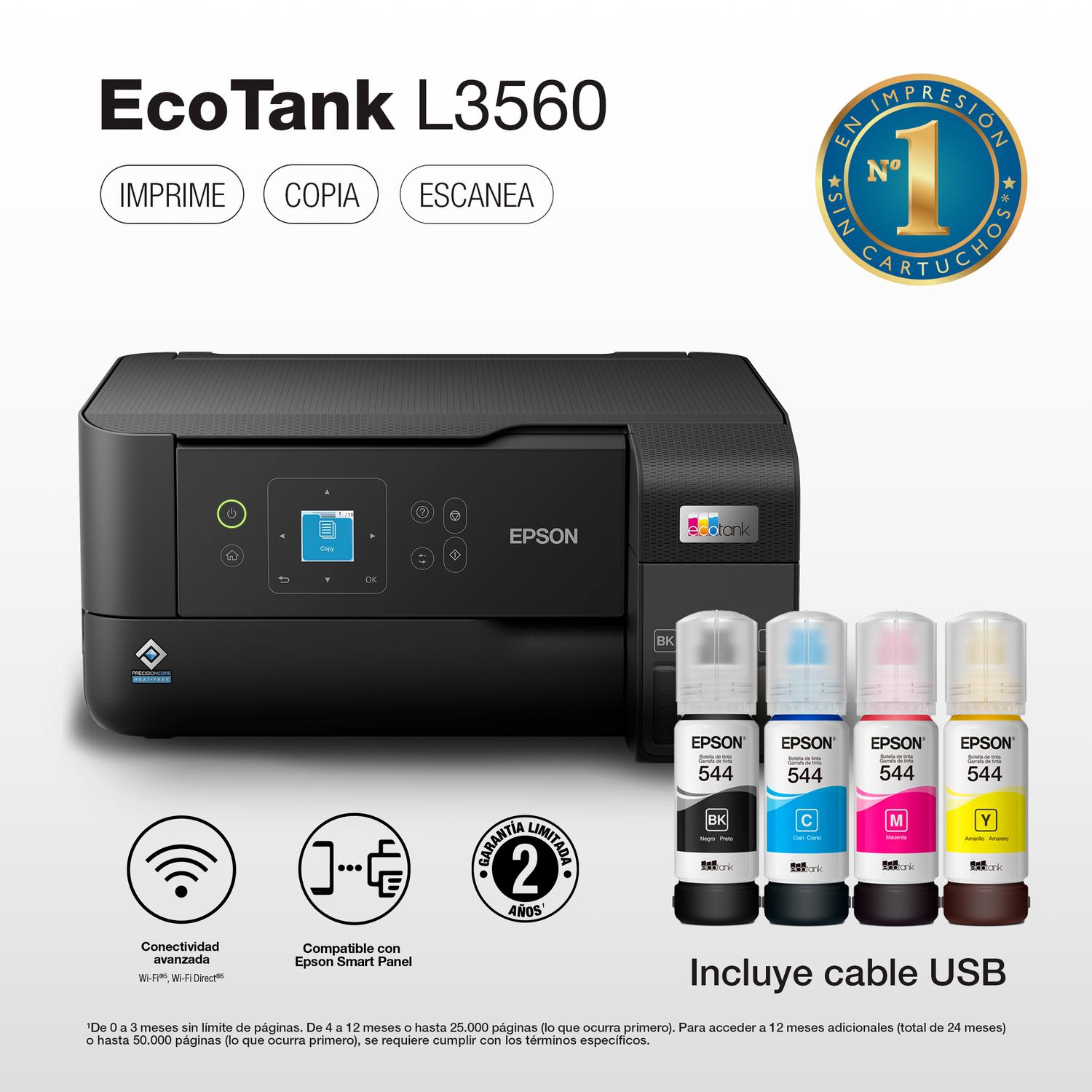 IMPRESORA EPSON MULTIFUNCIONAL 3 EN 1 ECOTANK L3560 WI-FI - 2