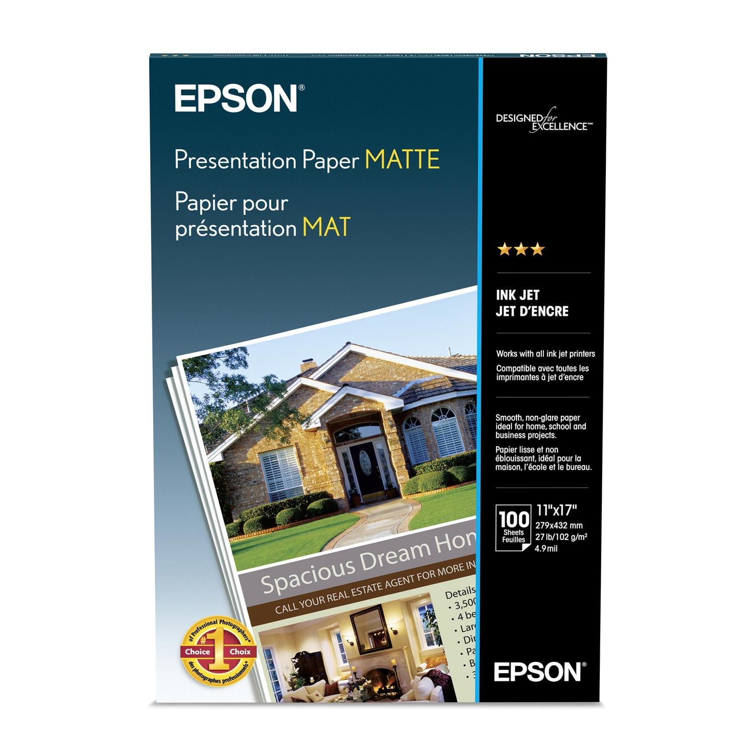 PAPEL EPSON PRESENTATION MATTE (TABLOIDE 27X43CM,100 HOJAS) - 1