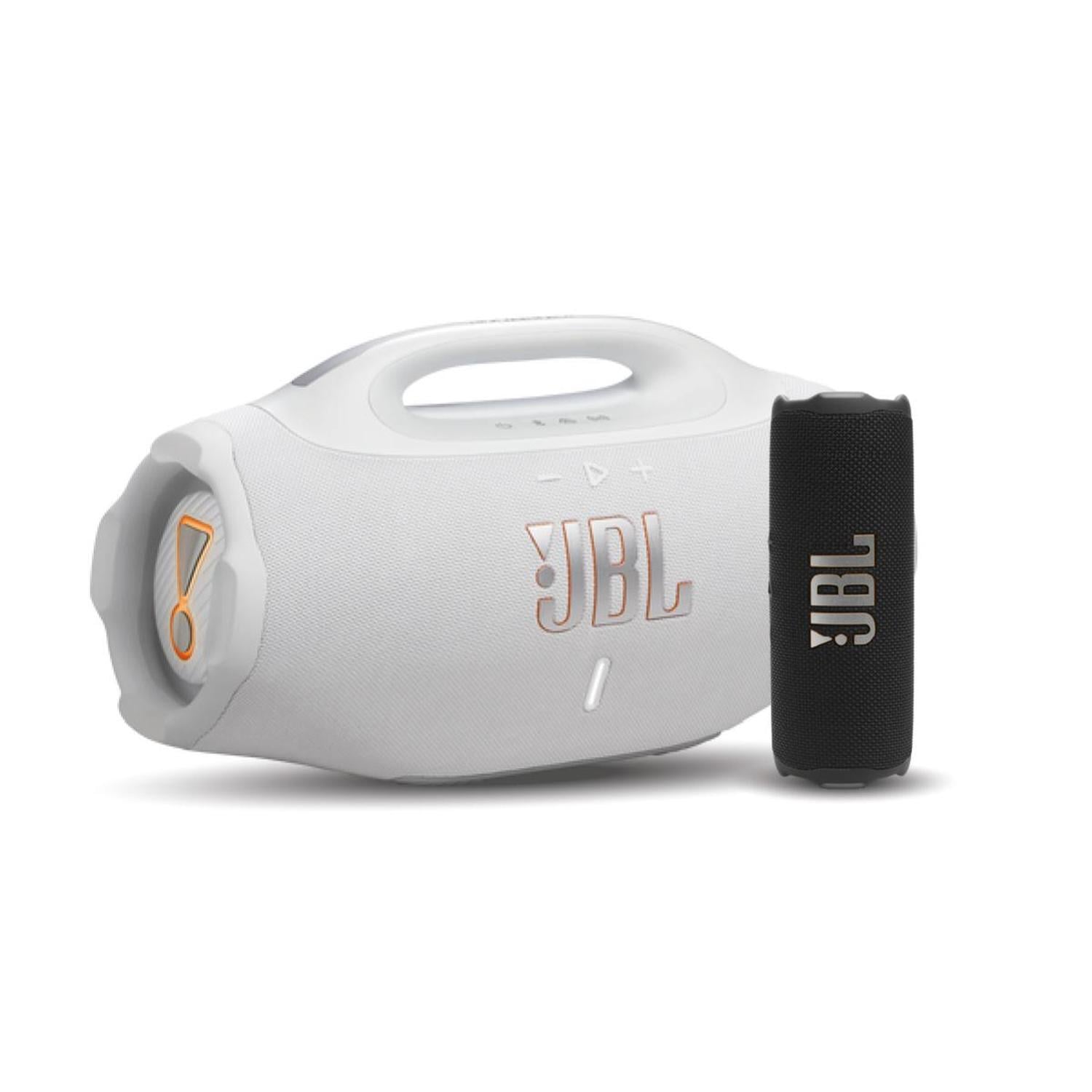 COMBO JBL PARLANTE BOOMBOX 4 BLANCO + PARLANTE FLIP 7 BT NEGRO - 1