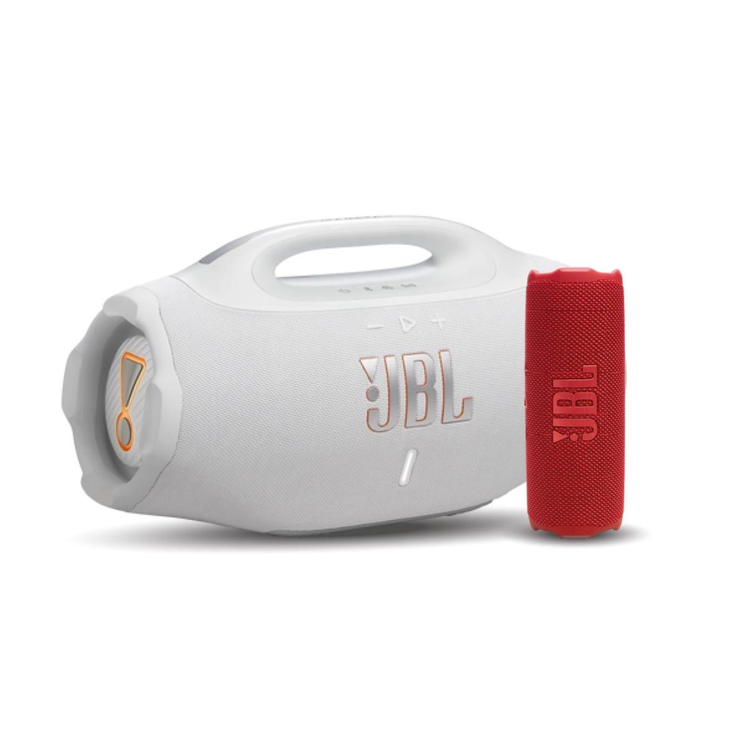 COMBO JBL PARLANTE BOOMBOX 4 BLANCO + PARLANTE FLIP 7 BT ROJO - 1