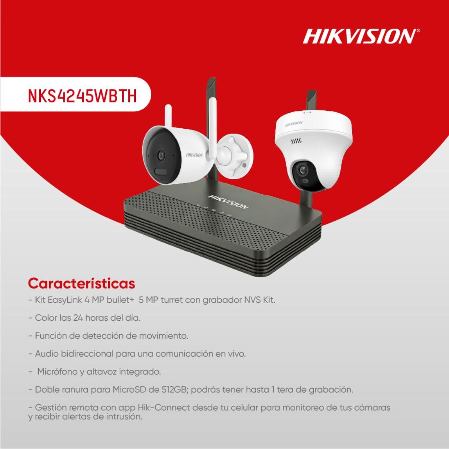 HIKVISION KIT WIFI GRABADOR CÁMARAS BULLET 4MP Y TURRET 5MP - 2