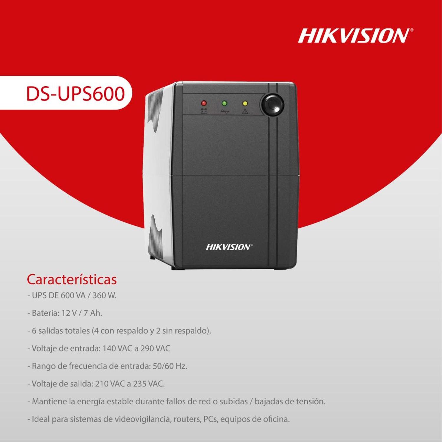 HIKVISION UPS DE 600VA / 360WATTS - 3