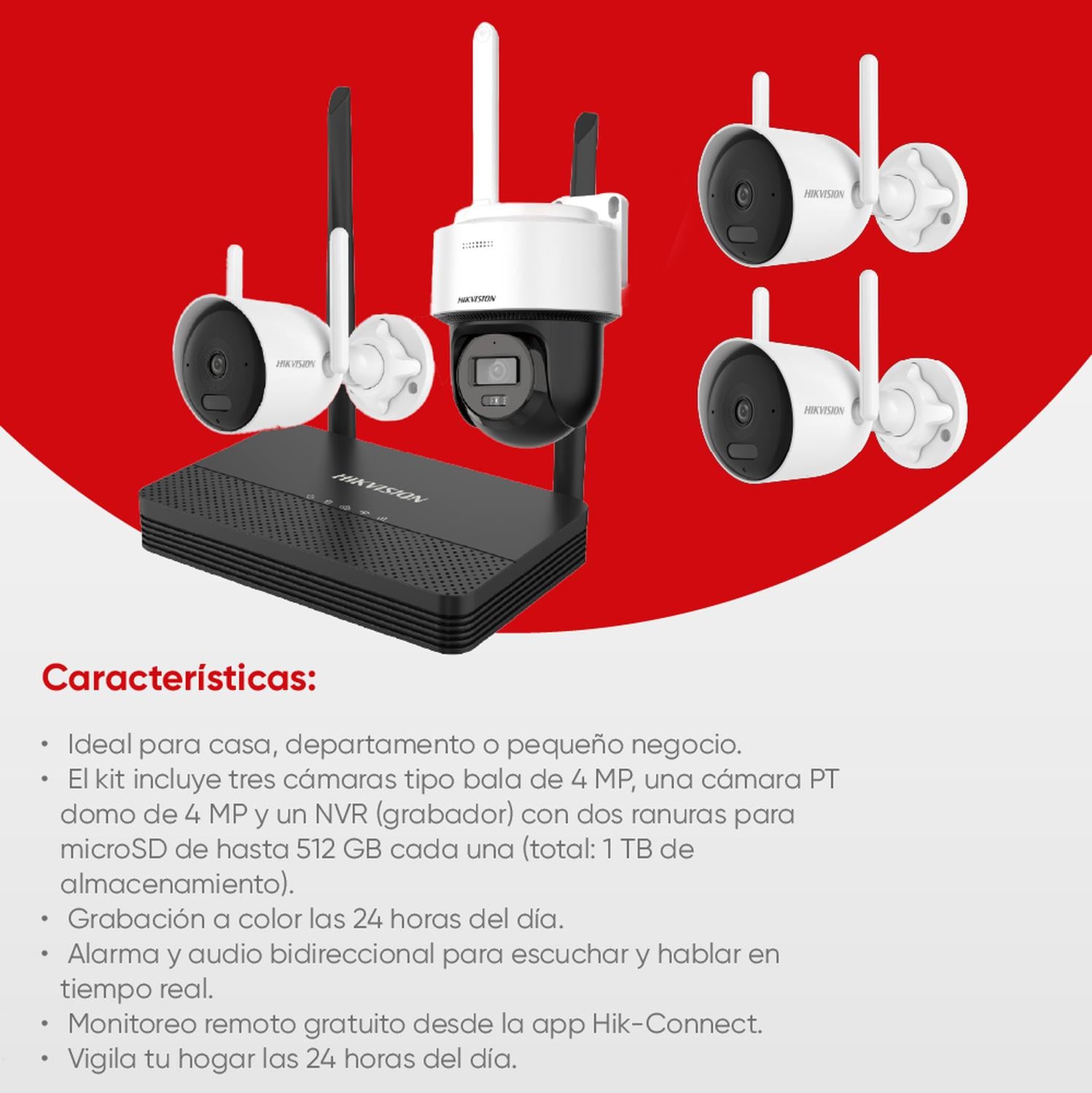 KIT EASYLINK PT GRANDE + BULLET 1 TERA ALMACENAMIENTO 4 MP HIKVISION - 2