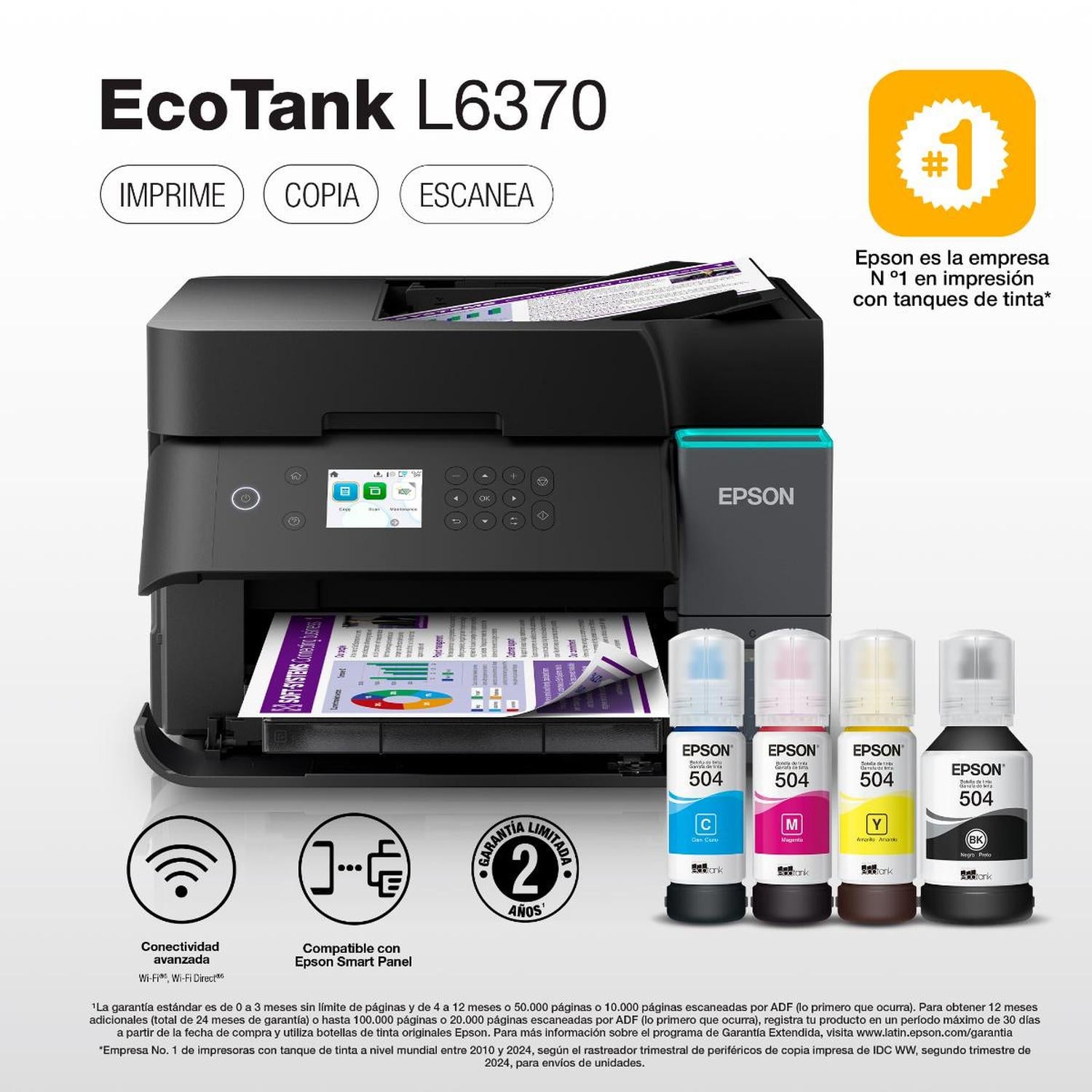 IMPRESORA EPSON MULTIFUNCIONAL 3 EN 1 ECOTANK L6370 WI-FI - 2
