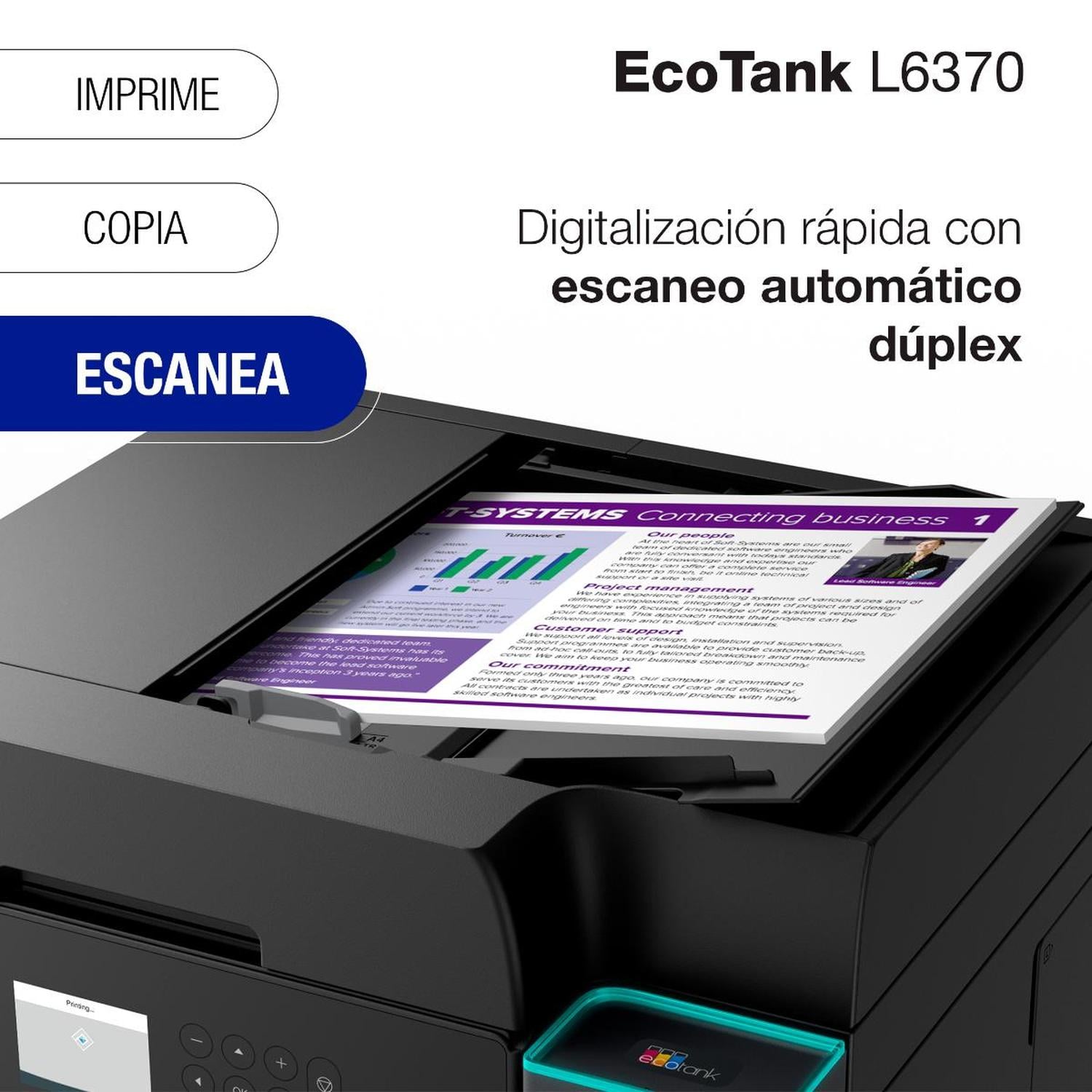IMPRESORA EPSON MULTIFUNCIONAL 3 EN 1 ECOTANK L6370 WI-FI - 5