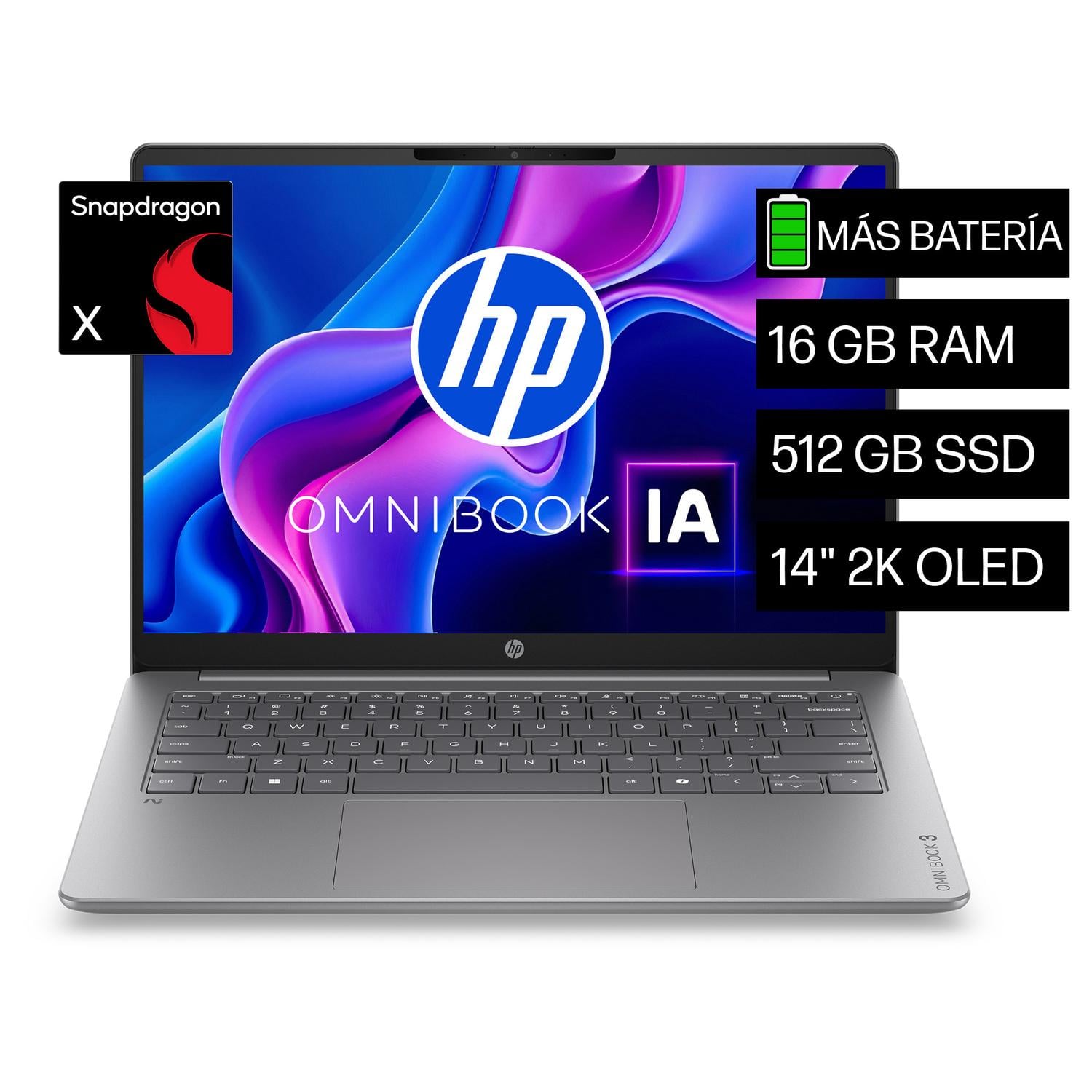 LAPTOP HP OMNIBOOK 3 AI 14-HZ0051LA, SNAPDRAGON X, 16 GB RAM, 512 GB SSD, 14' OLED 2K, WINDOWS 11 HO - 1