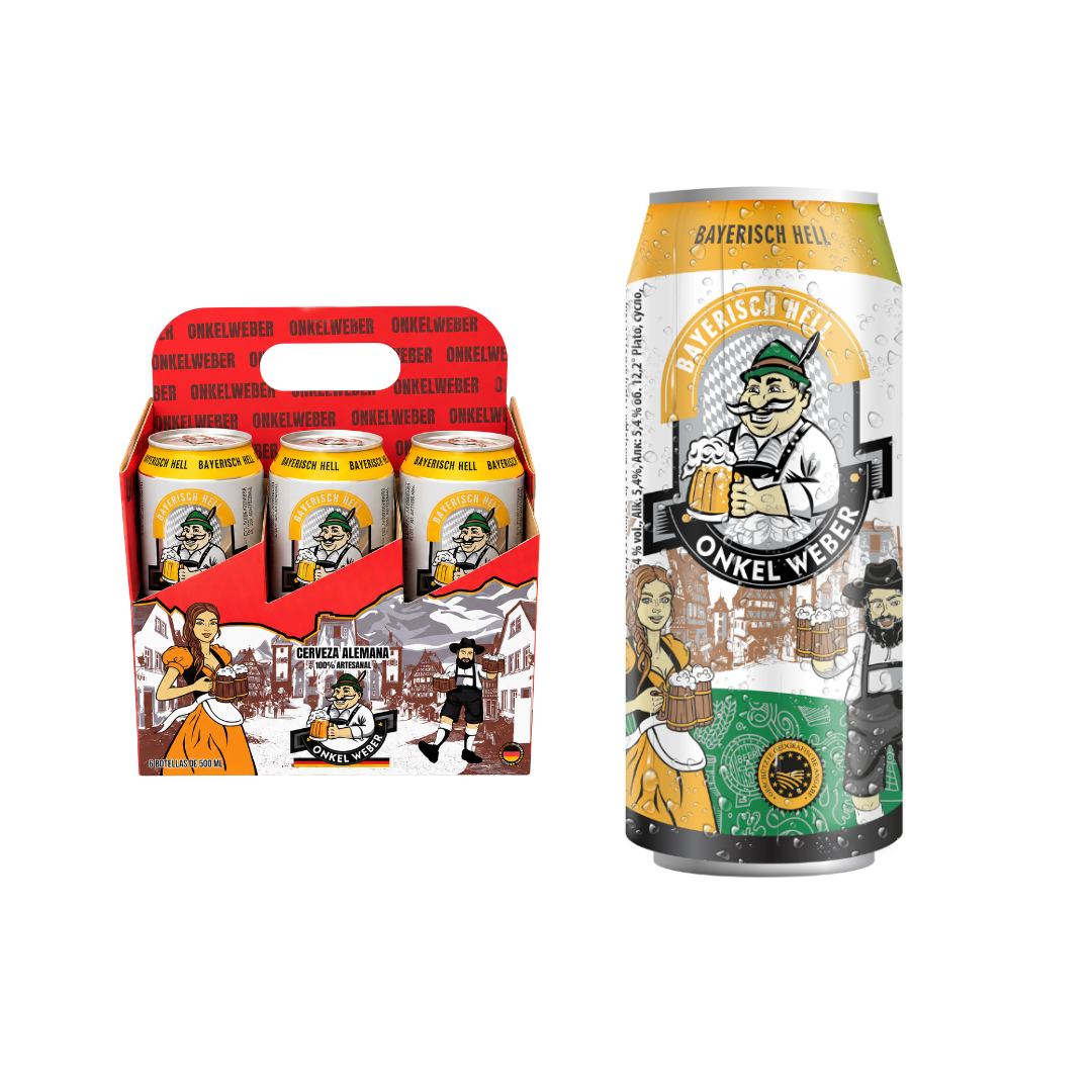 SIXPACK CERVEZA ONKEL WEBER DE CEBADA LATA 500ML - 1