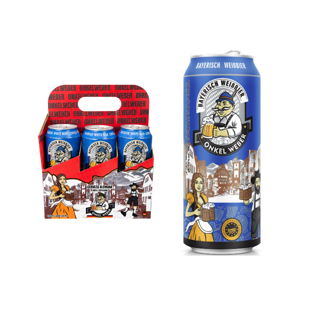 SIXPACK CERVEZA DE TRIGO ONKEL WEBER DE CEBADA LATA 500ML - 1