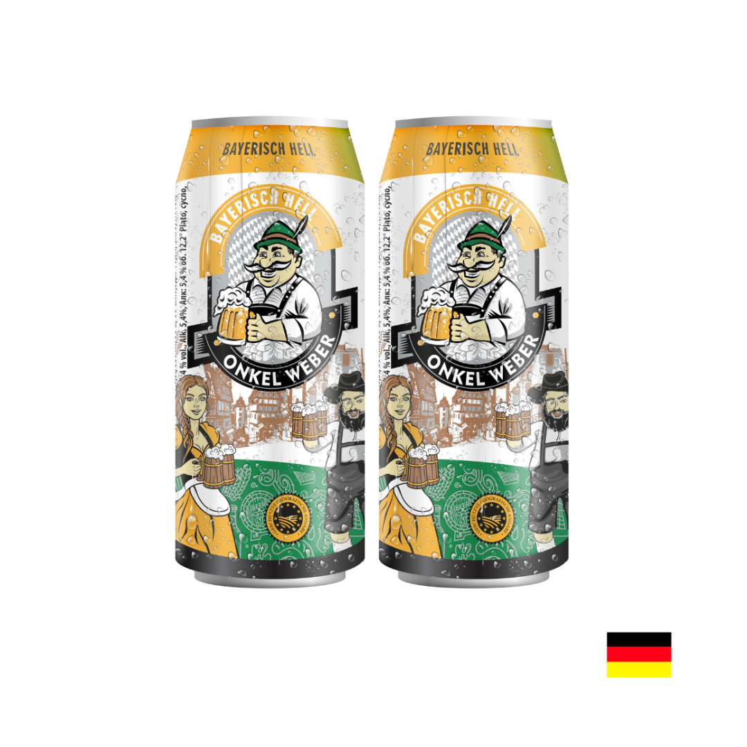 SIXPACK CERVEZA BAYERISCH HELL ONKEL WEBER LATA X 500ML - 4