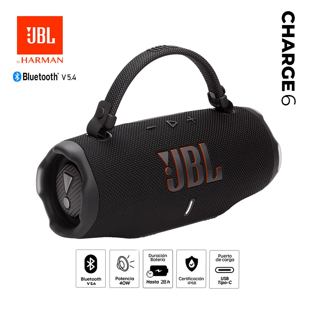 PARLANTE BLUETOOTH JBL CHARGE 6 BLUETOOTH 5.4 ACUATICO 40W - 1