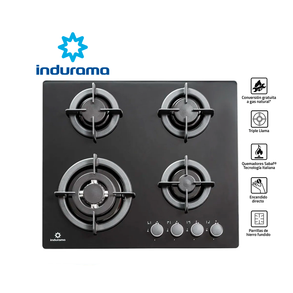 ENCIMERA INDURAMA MULTIGAS EGI-604VDNEG 4 QUEMADORES - 1