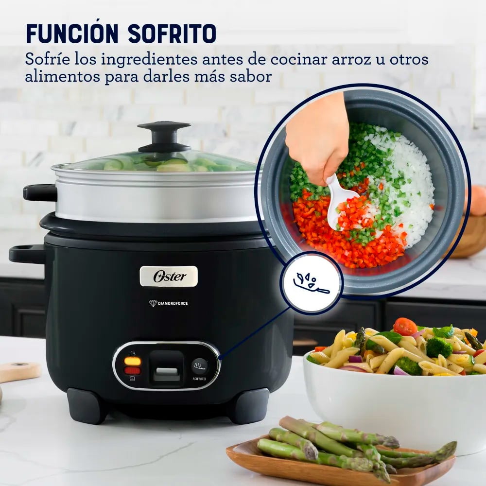 OLLA ARROCERA OSTER® CKSTRC15DFBLK 2.8L FUNCIÓN SOFRITO Y VAPORERA 3 IN 1 - 4