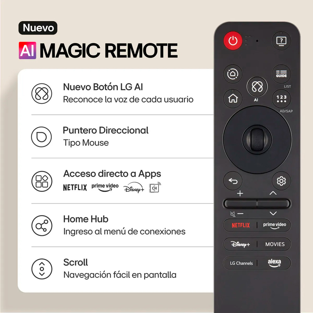 TELEVISOR LG 75 UHD 4K SMART AI THINQ 75UA8050PSA CON MAGIC REMOTO - 2