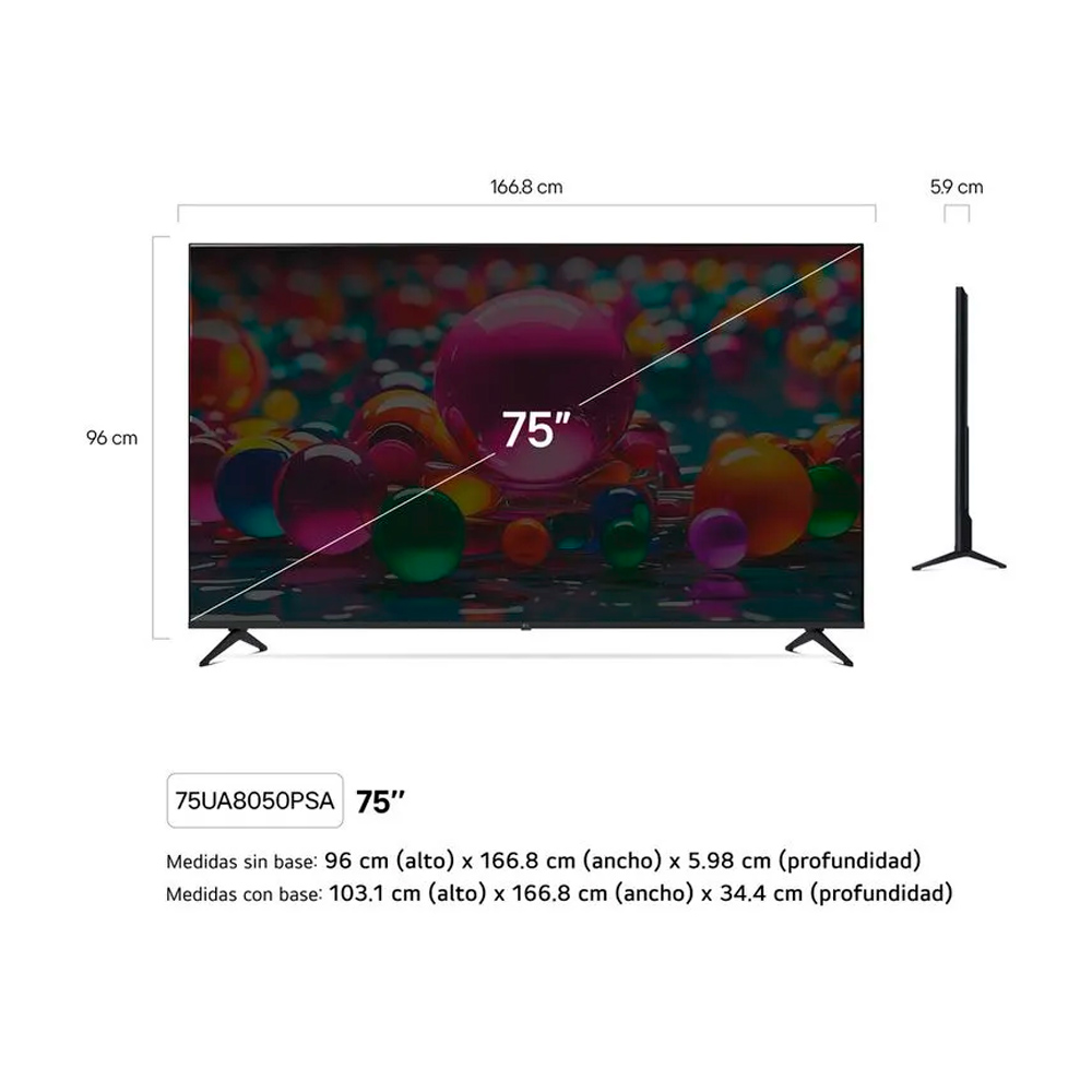 TELEVISOR LG 75 UHD 4K SMART AI THINQ 75UA8050PSA CON MAGIC REMOTO - 4