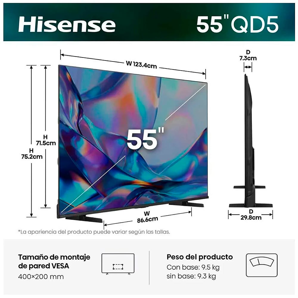 TELEVISOR HISENSE QLED 55 UHD 4K SMART TV 55QD5SV - 2