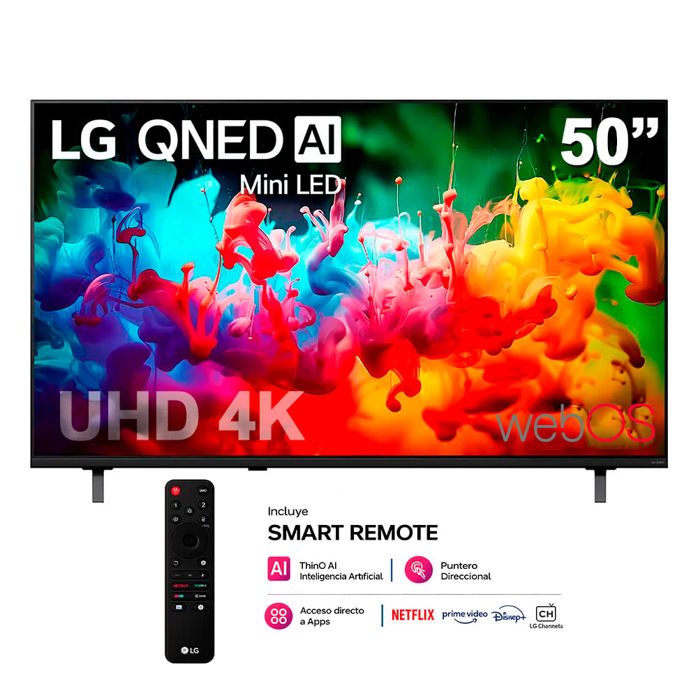 TELEVISOR LG 50 QNED MINI LED AI 4K SMART TV 50QNED70BSA MAGIC REMOTO - 1