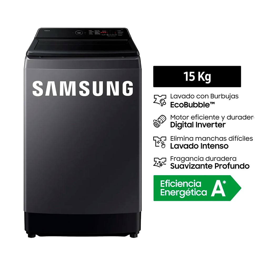 LAVADORA AUTOMÁTICA SAMSUNG CARGA SUPERIOR 15KG WA40F15E4C - 1