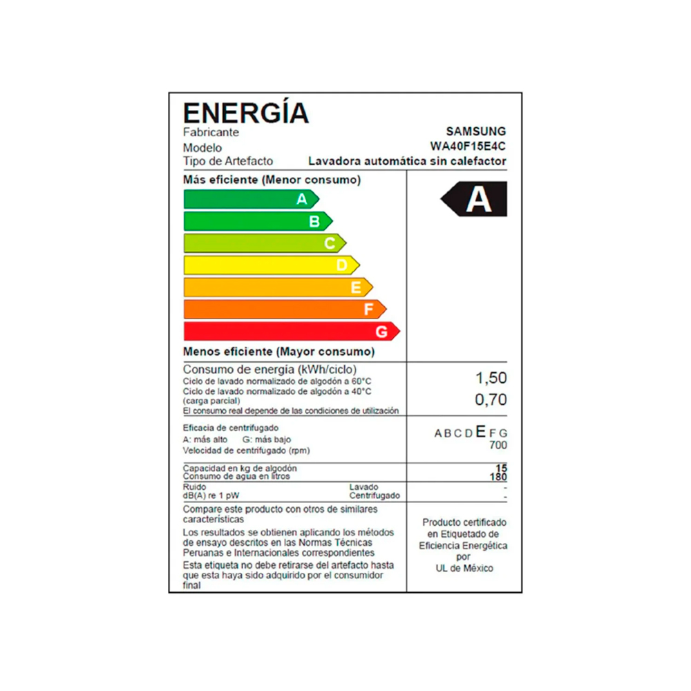 LAVADORA AUTOMÁTICA SAMSUNG CARGA SUPERIOR 15KG WA40F15E4C - 7