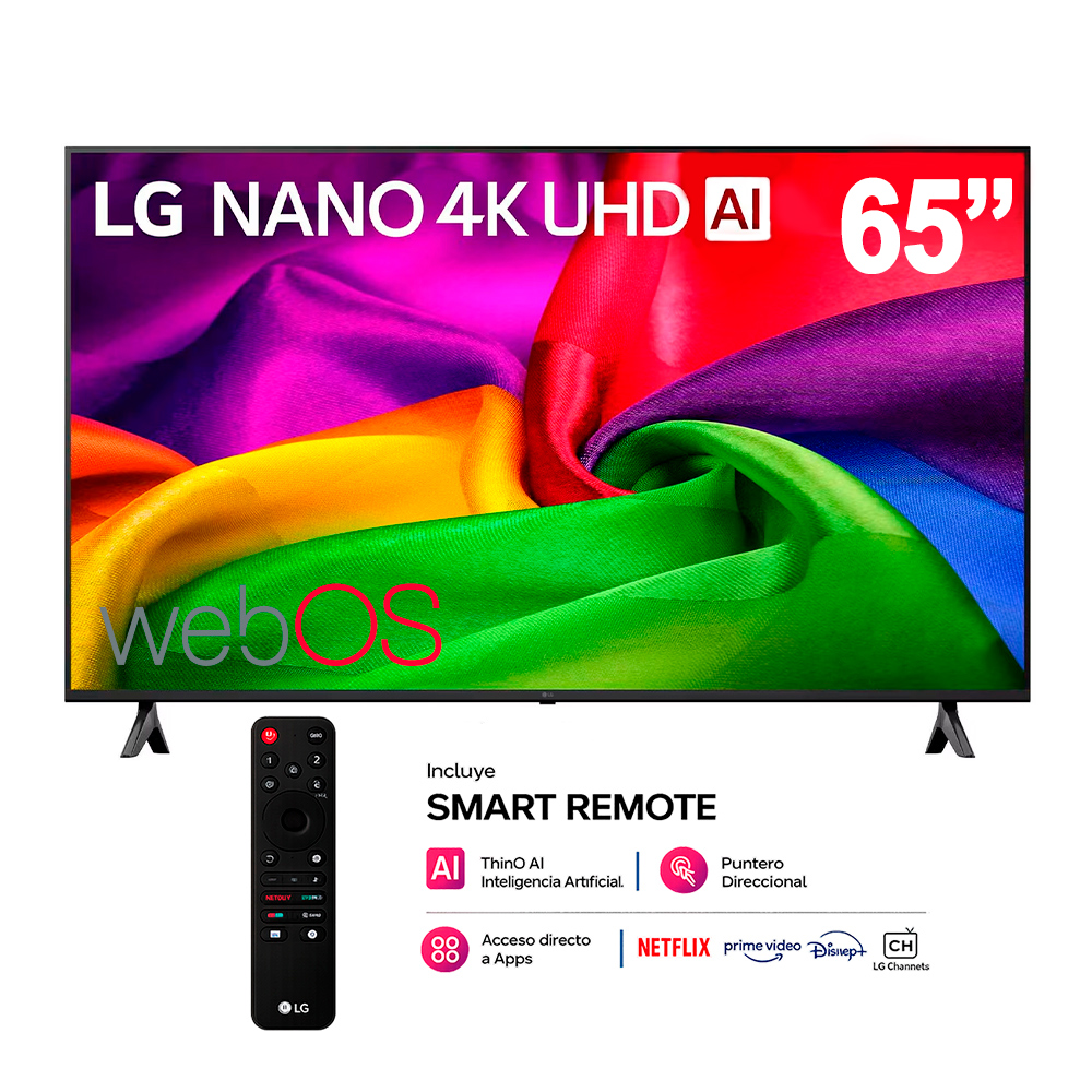 TELEVISOR LG 65 SMART NANO UHD 4K 65NU800BPSB CON MAGIC REMOTO - 1