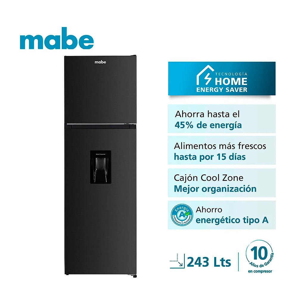 REFRIGERADORA MABE NO FROST RMN245PAPRP0 243 LT. CON DISPENSADOR - 1