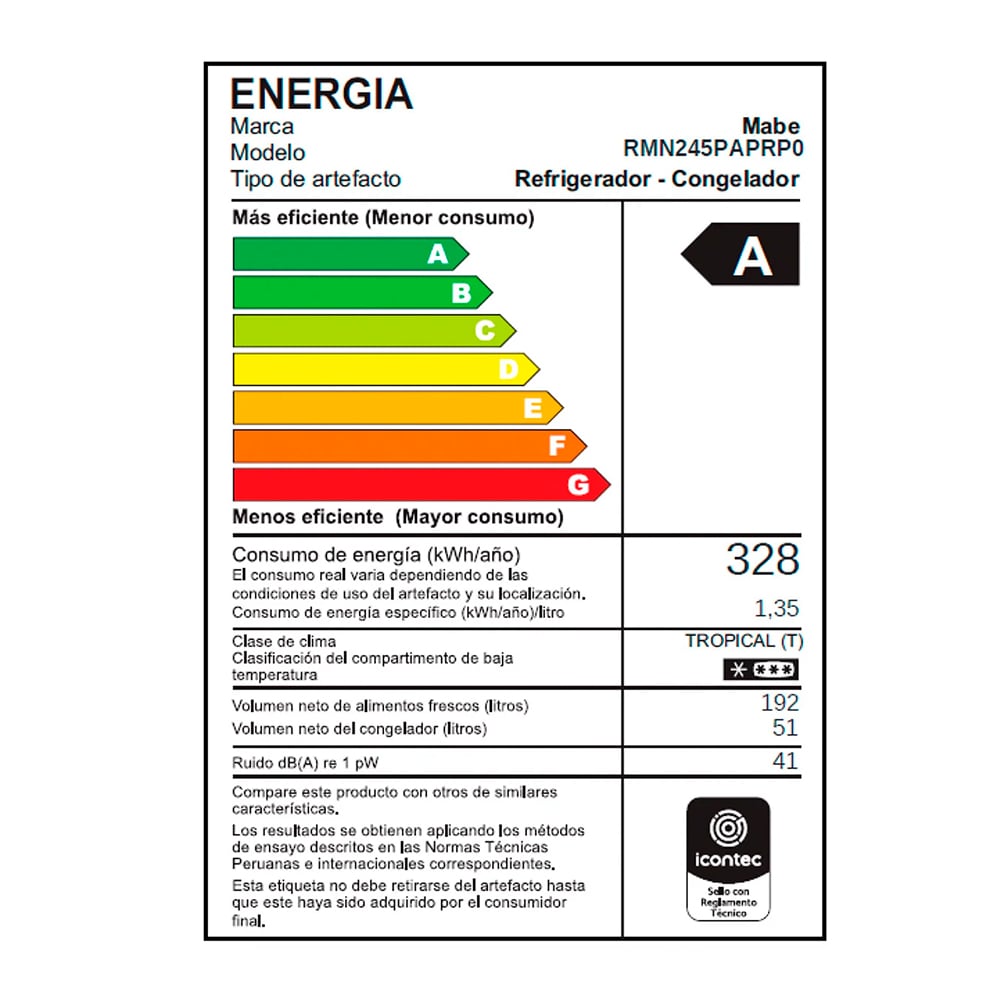 REFRIGERADORA MABE NO FROST RMN245PAPRP0 243 LT. CON DISPENSADOR - 6