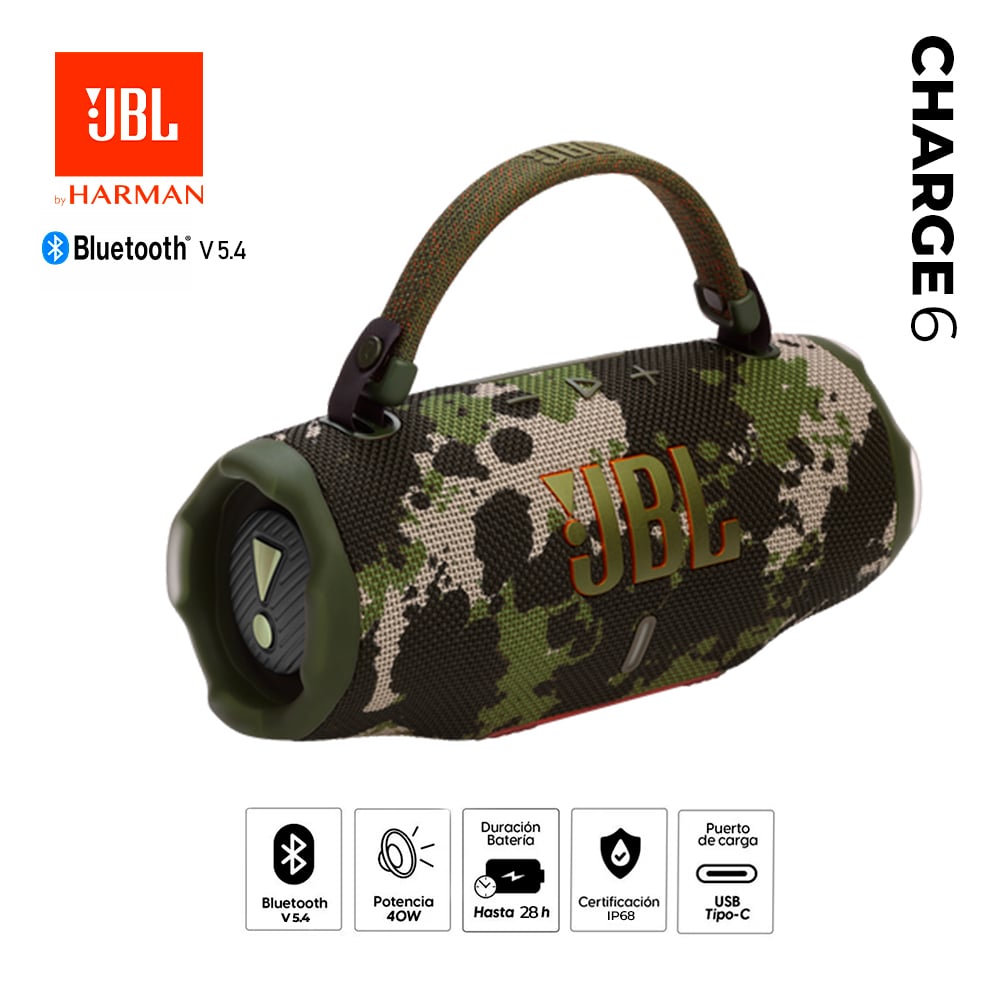 PARLANTE BLUETOOTH JBL CHARGE 6 BLUETOOTH 5.4 ACUATICO 40W - 1