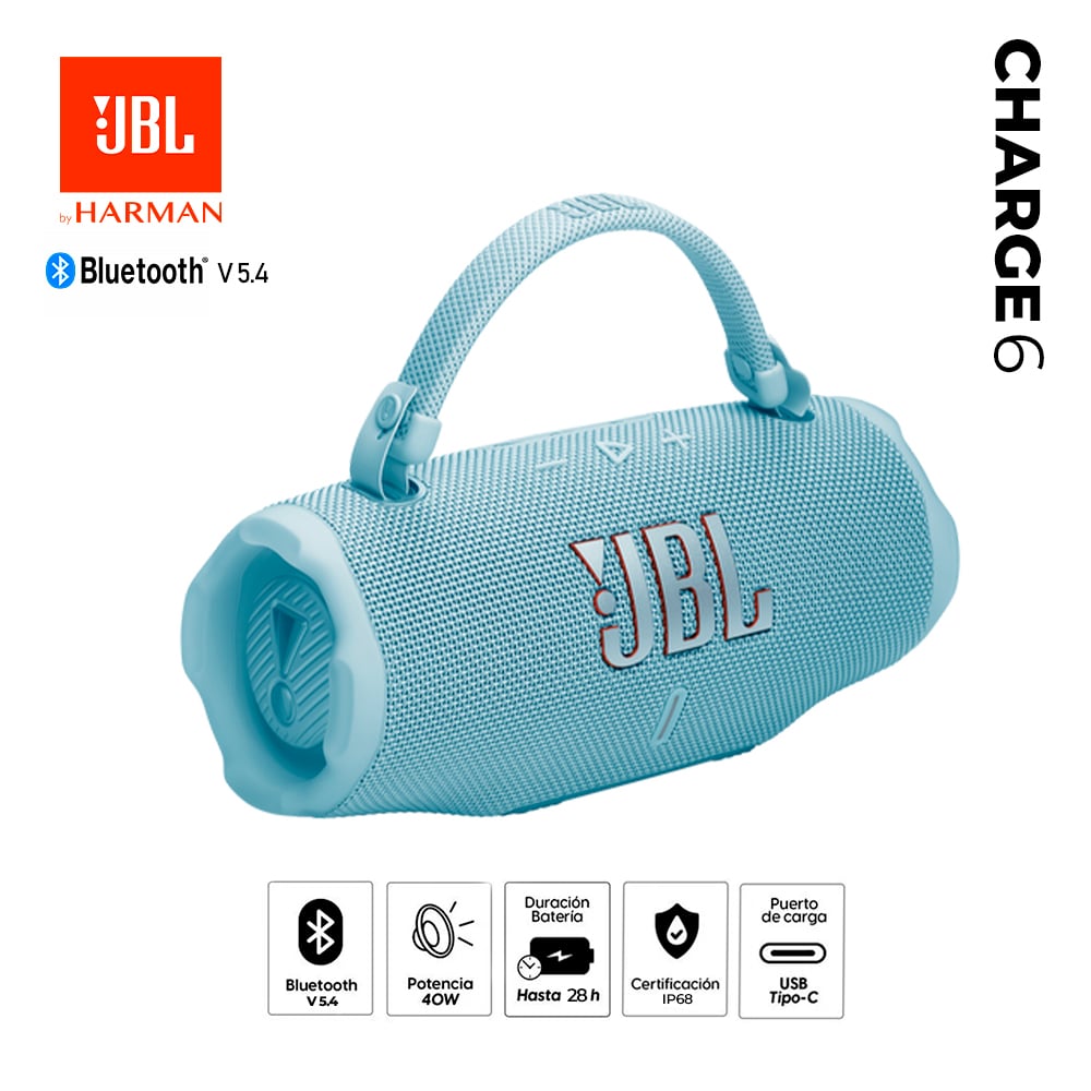 PARLANTE BLUETOOTH JBL CHARGE 6 BLUETOOTH 5.4 ACUATICO 40W - 1