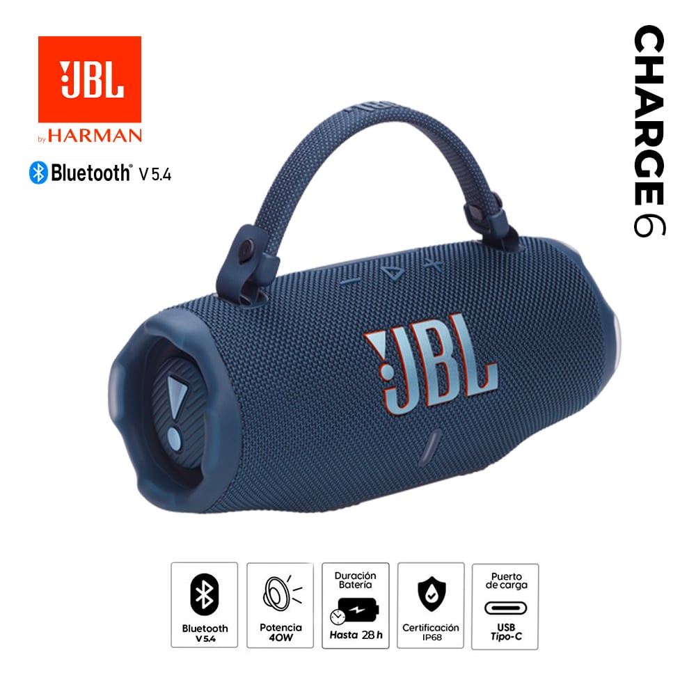 PARLANTE BLUETOOTH JBL CHARGE 6 BLUETOOTH 5.4 ACUATICO 40W - 1