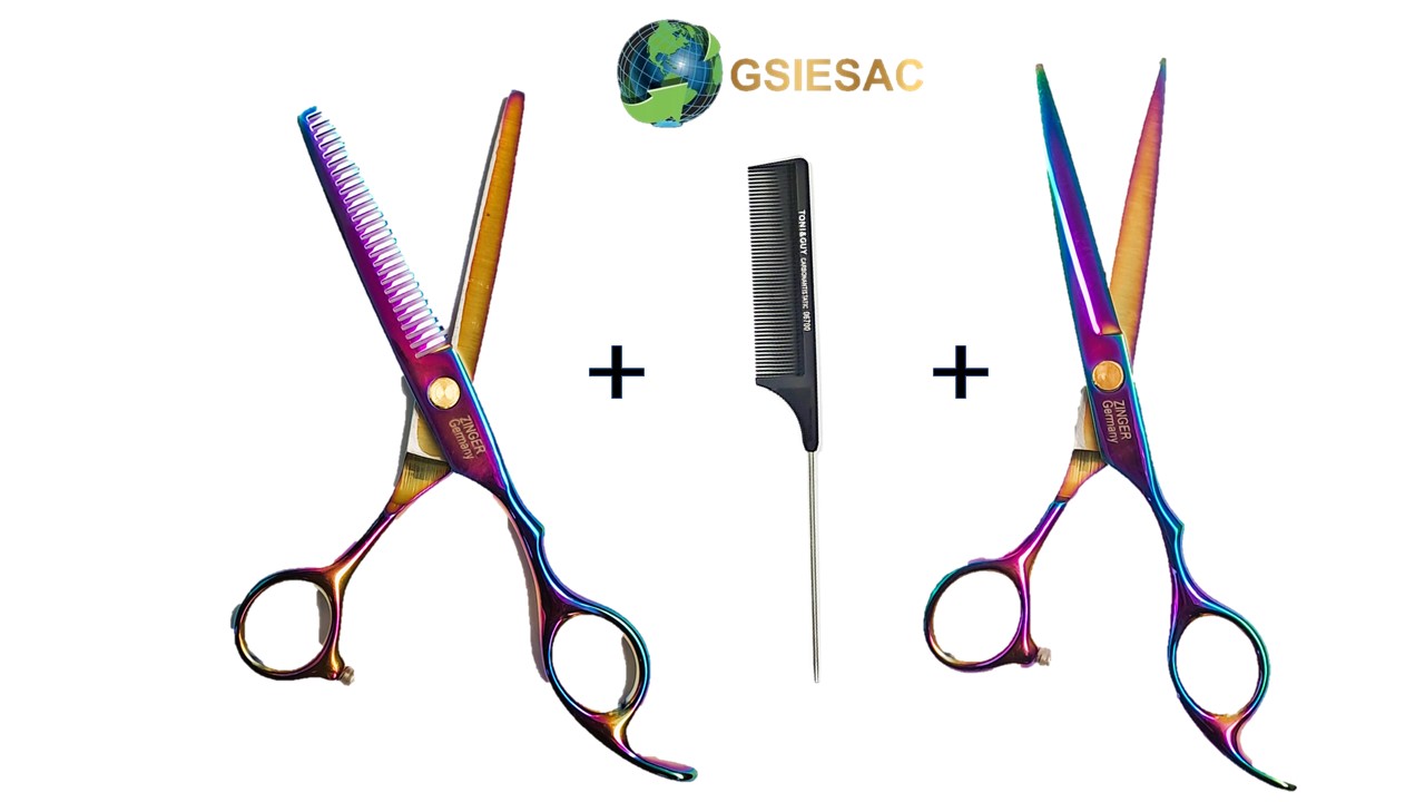 PACK TIJERAS PROFESIONALES TORNASOL ZINGER CORTE Y PULIDORA 6” + PEINE DE CARBON - 1