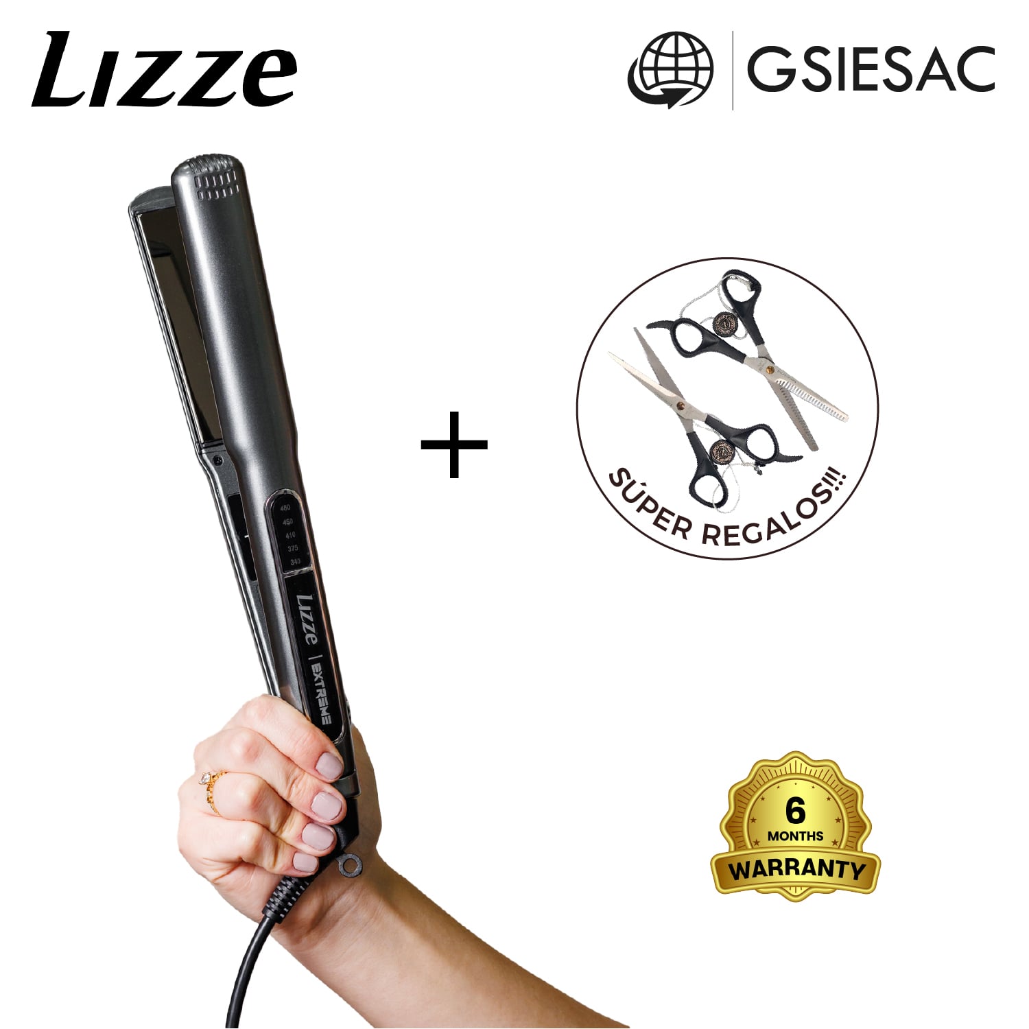 LIZZE PACK PLANCHA EXTREME + TIJERA FILO DULCE +TIJERA ENTRESACADORA ZINGER - 1