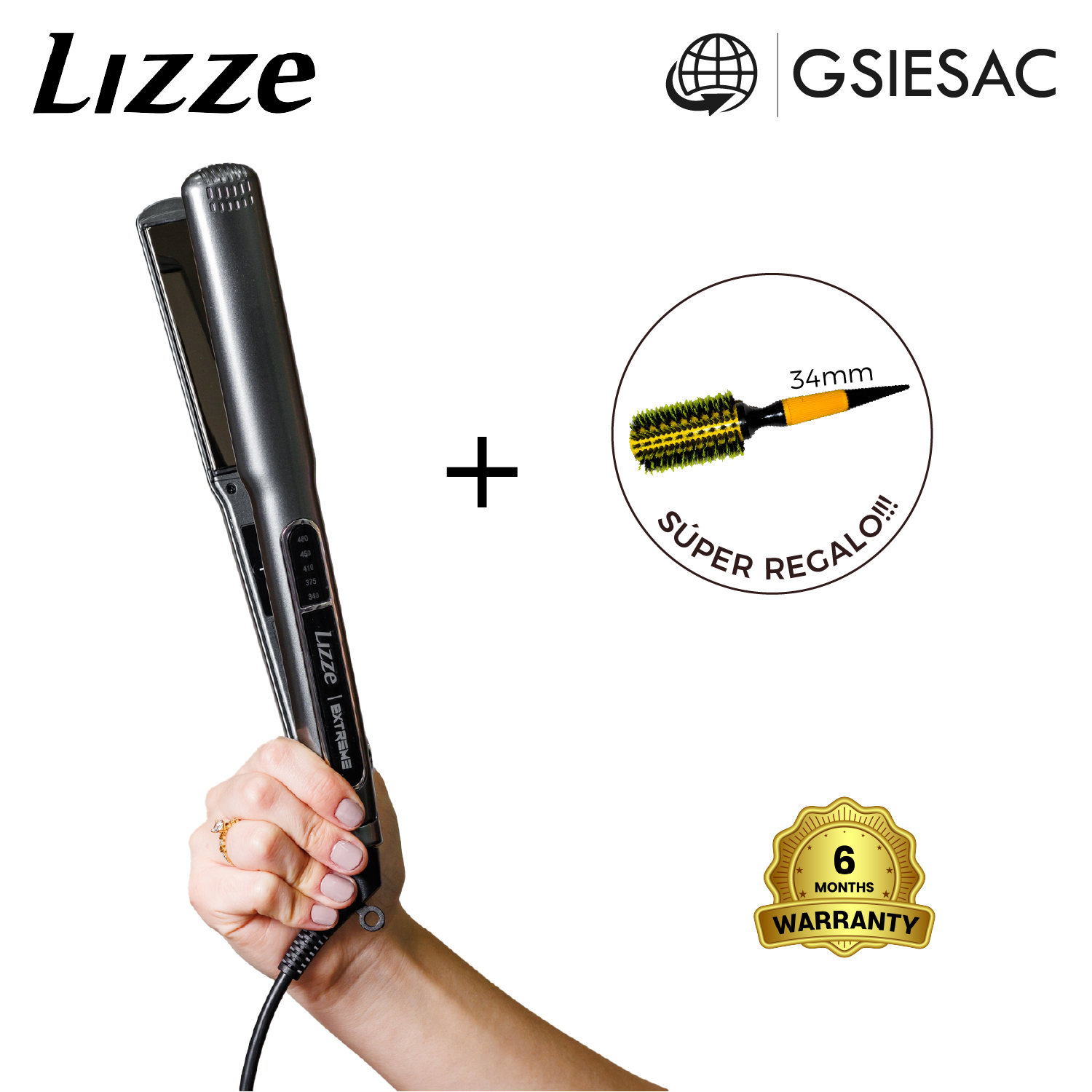 LIZZE PACK PLANCHA EXTREME + CEPILLO TERMICO QAI N34 - 1