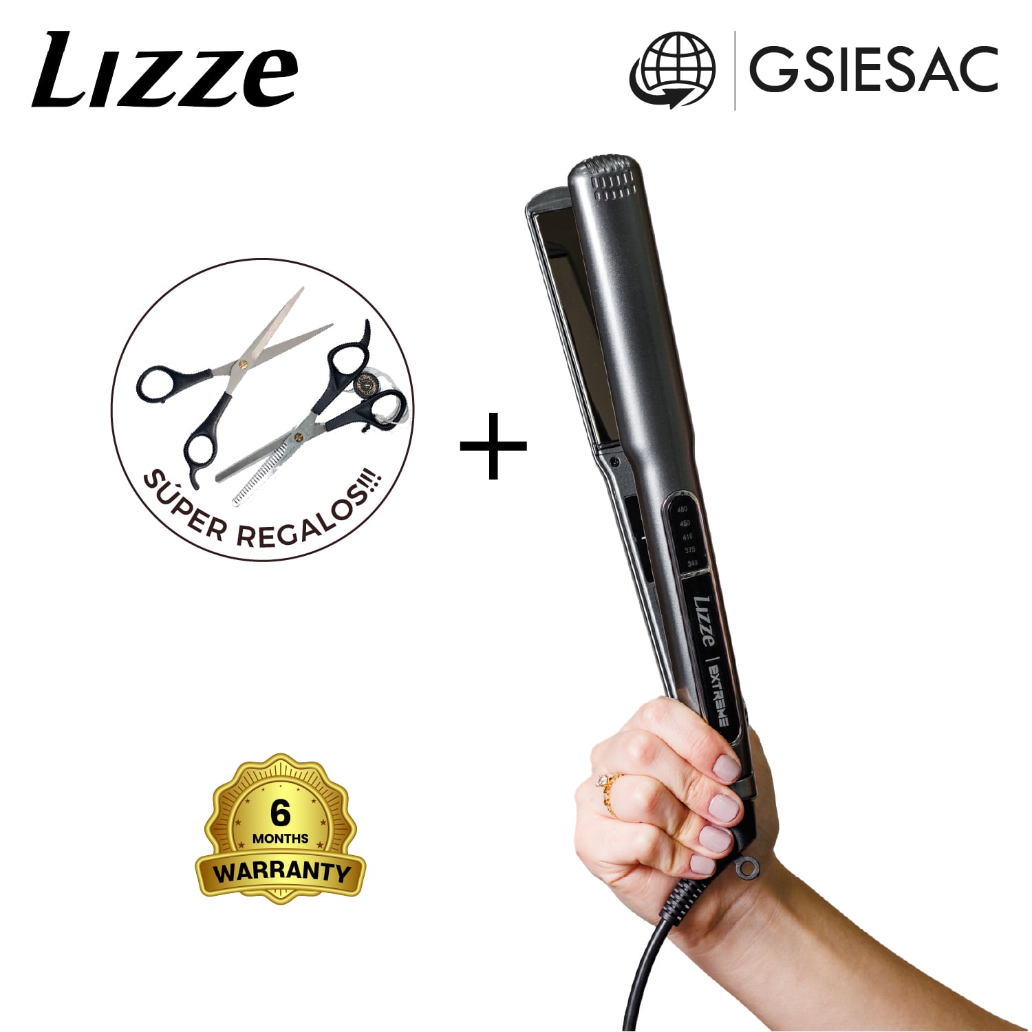 LIZZE PACK PLANCHA EXTREME + TIJERA MICRODENTADA + TIJERA PULIDORA ZINGER - 1
