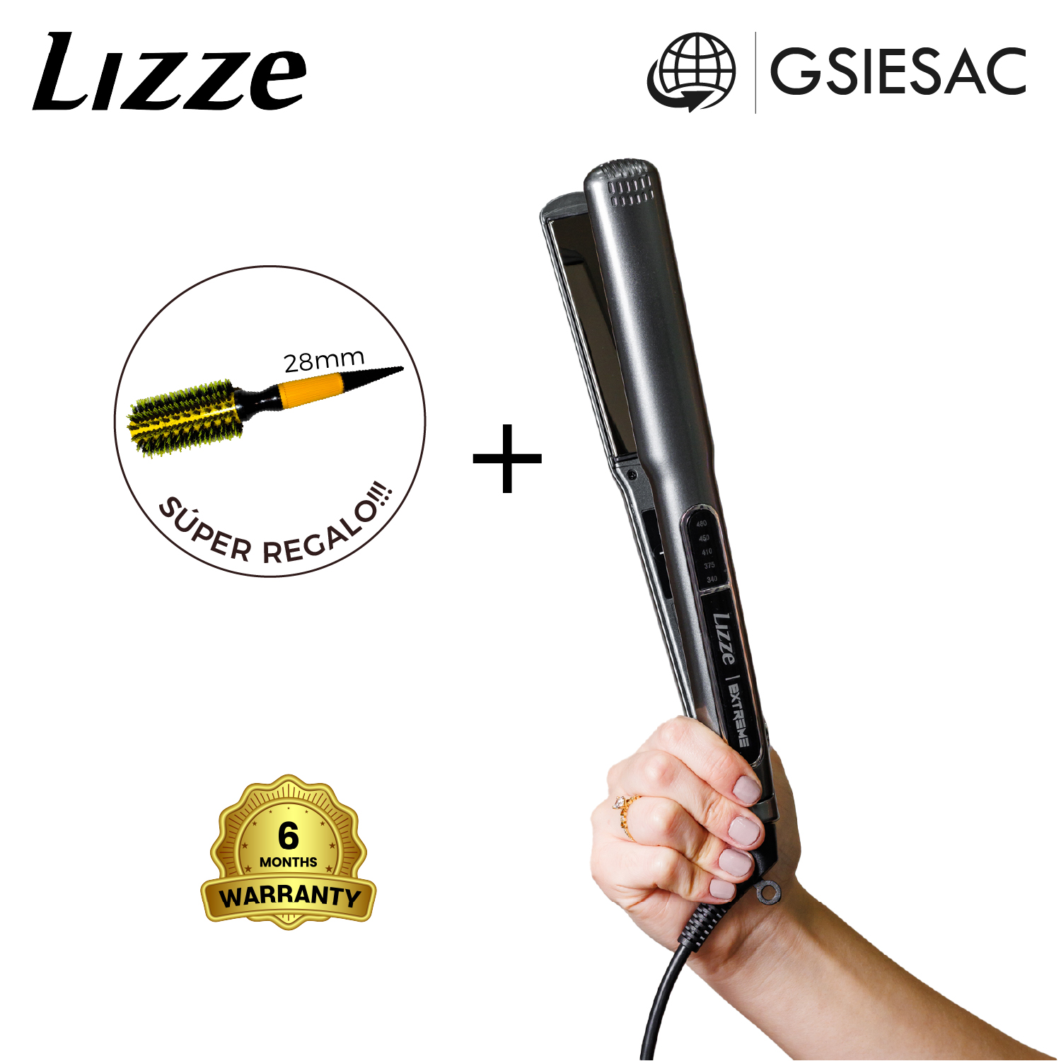 LIZZE PACK PLANCHA EXTREME + CEPILLO TERMICO QAI N28 - 1