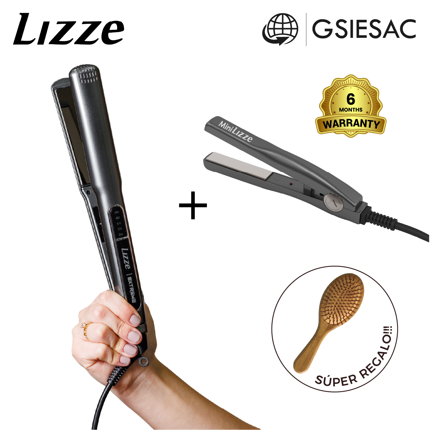 LIZZE PACK PLANCHA EXTREME + MINIPLANCHA EXTREME + CEPILLO BAMBU OVALADO - 1