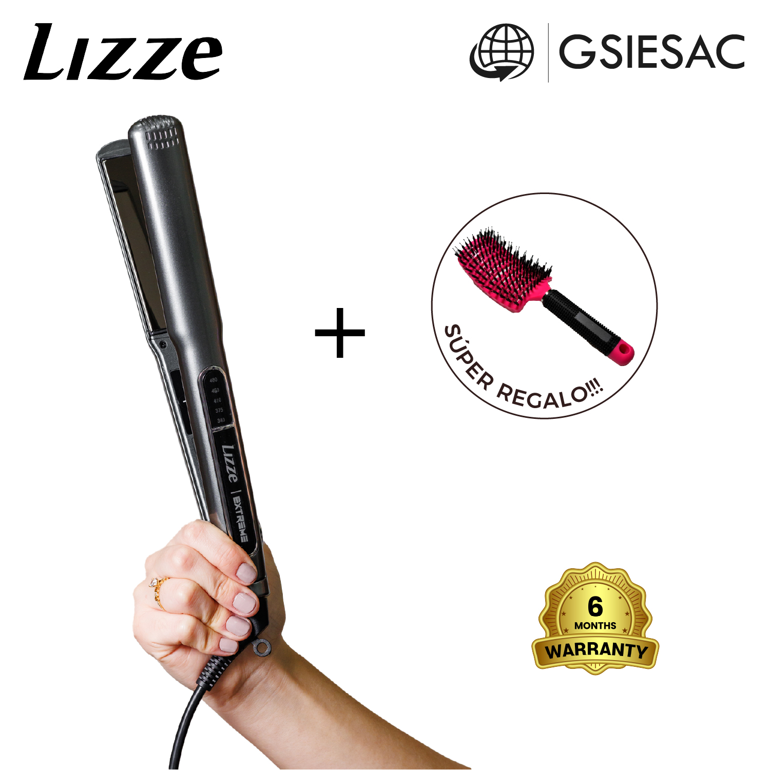 LIZZE PACK PLANCHA EXTREME + CEPILLO ESQUELETO ROSADO - 1