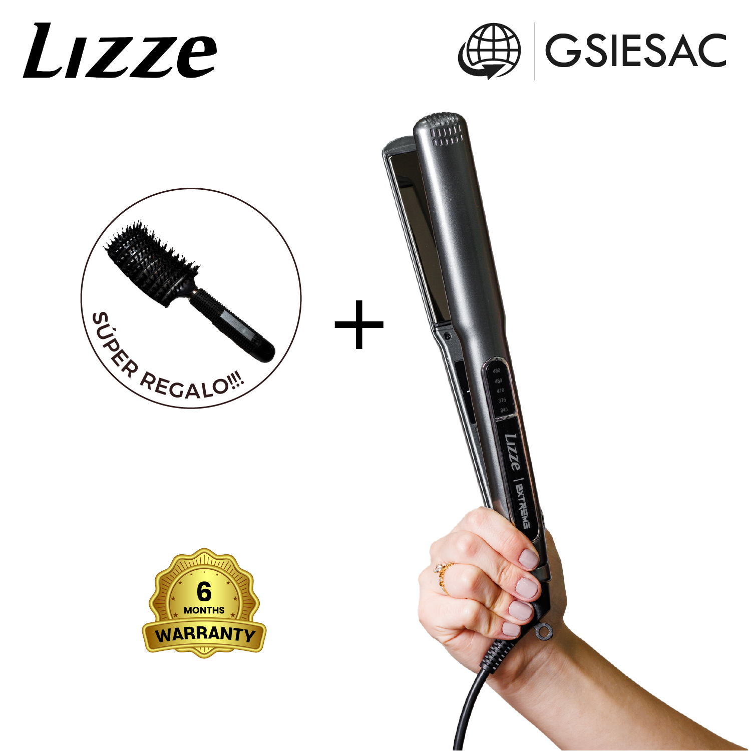 LIZZE PACK PLANCHA EXTREME + CEPILLO ESQUELETO NEGRO - 1