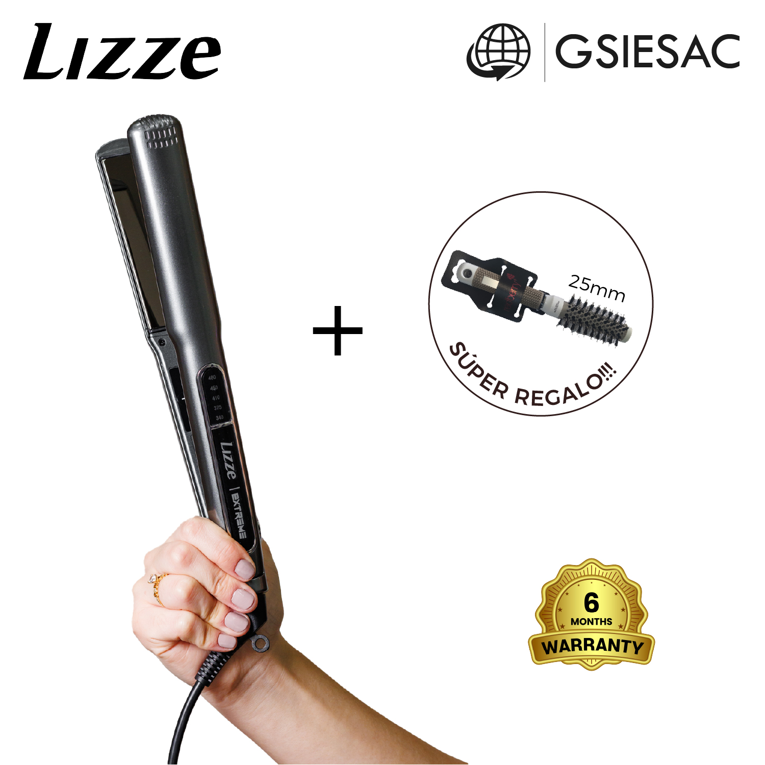 LIZZE PACK PLANCHA EXTREME + CEPILLO TERMICO CERAMIC ION N25 - 1