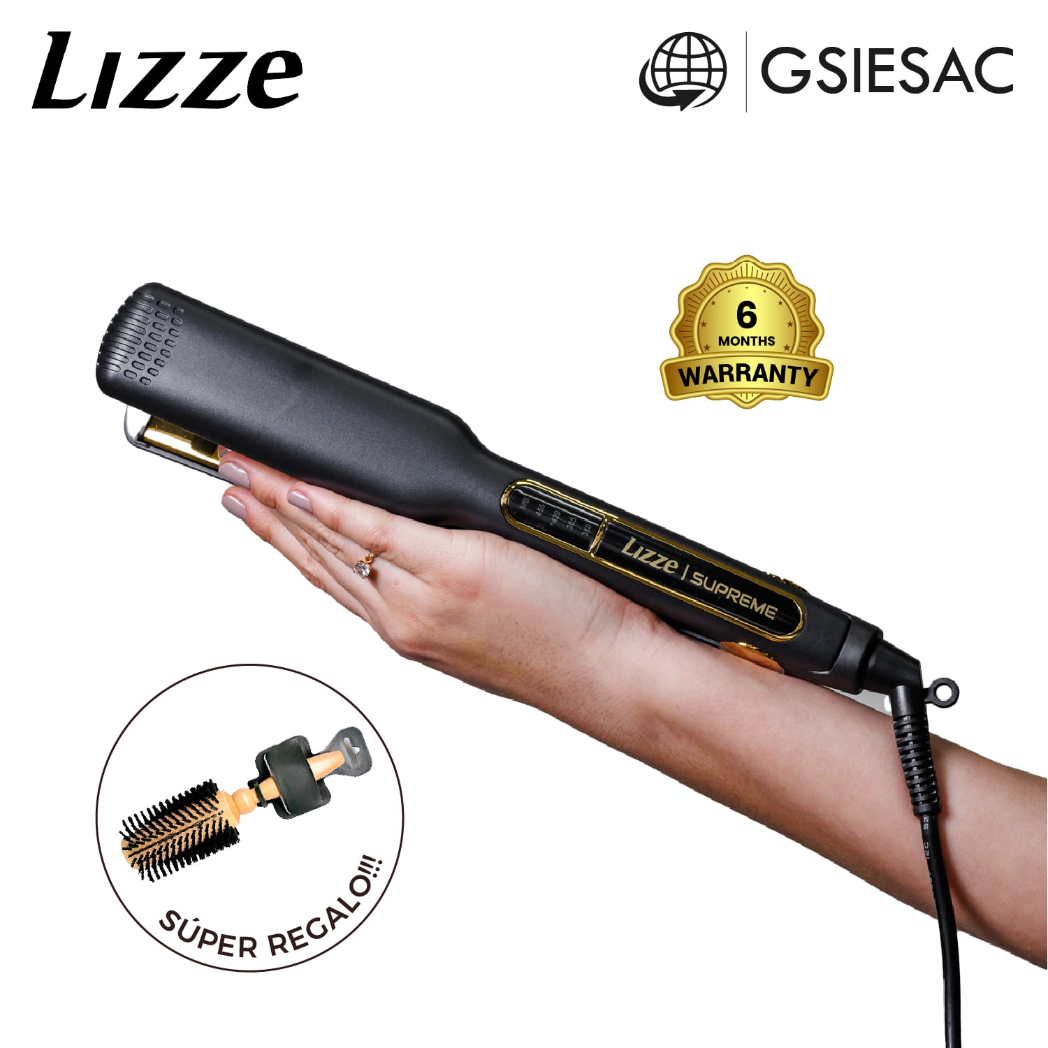 LIZZE PACK PLANCHA SUPREME + (REGALO) CEPILLO PENACHO BLANCO N43 - 1