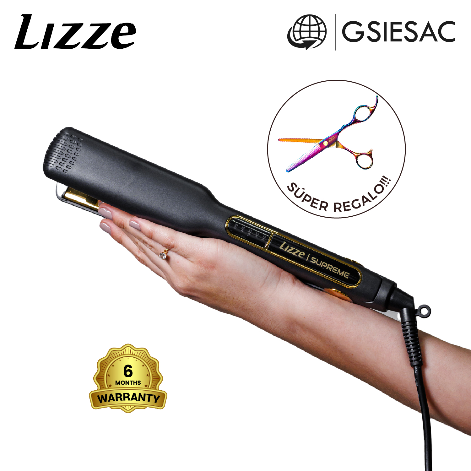 LIZZE PACK PLANCHA SUPREME + (REGALO) TIJERA TORNASOL PULIDORA ZINGER - 1