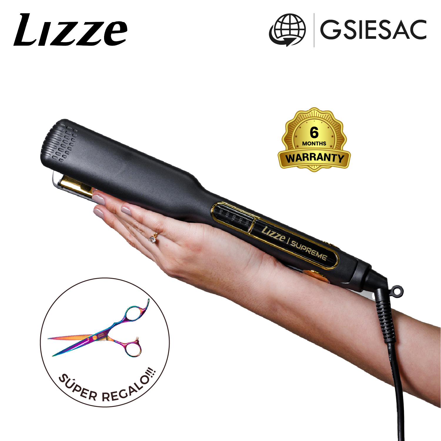 LIZZE PACK PLANCHA SUPREME + (REGALO) TIJERA TORNASOL FILO DULCE ZINGER - 1
